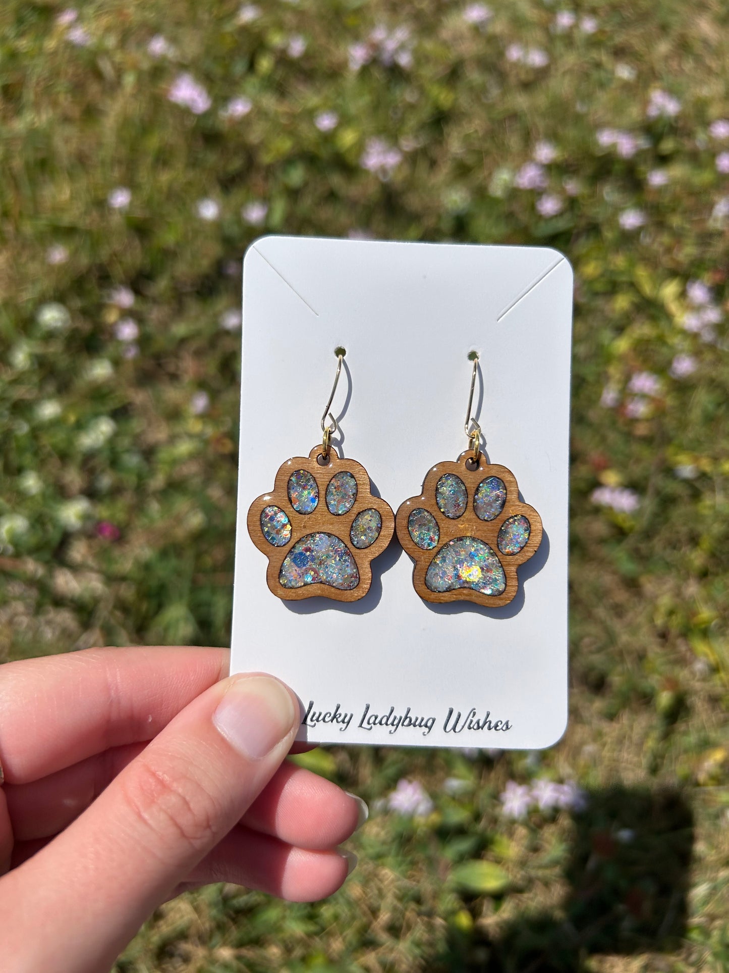 Dog Paw wooden earrings