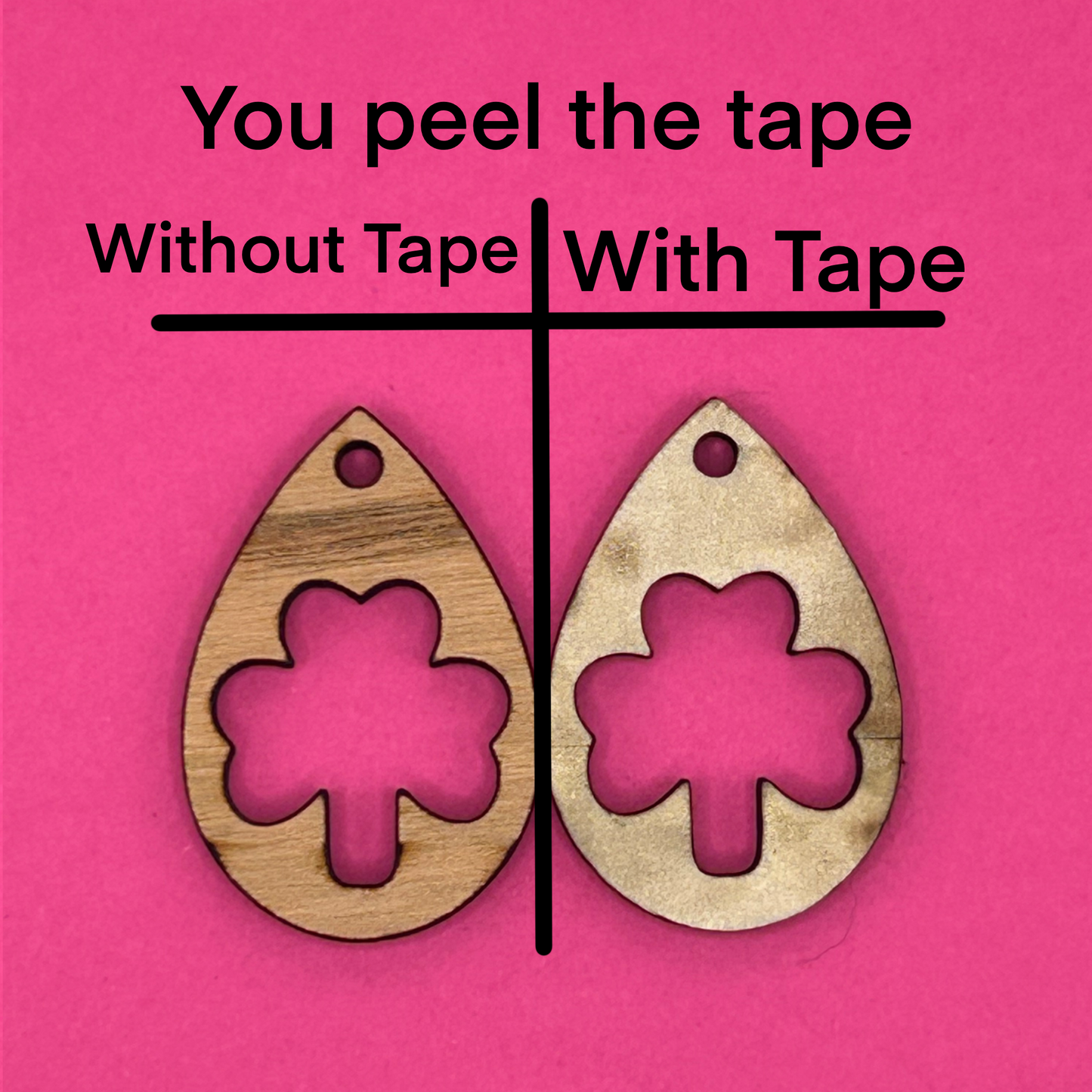 Blank teardrop clover wooden bezel