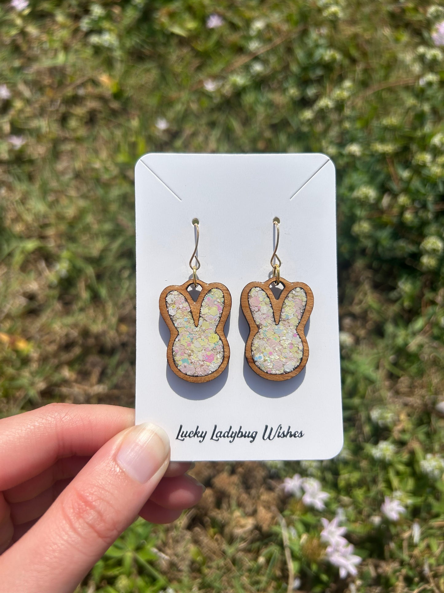 Bunny wooden earrings