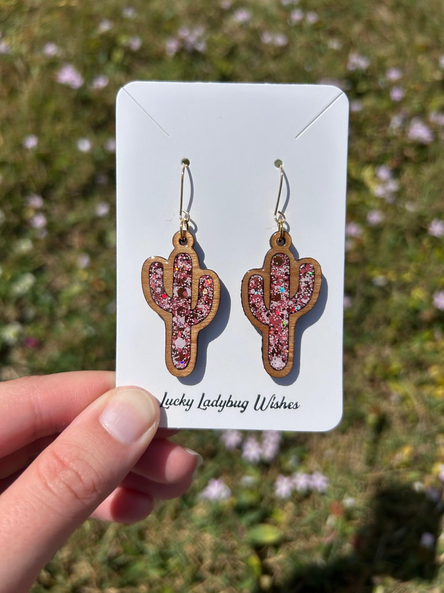 Cactus wooden earrings