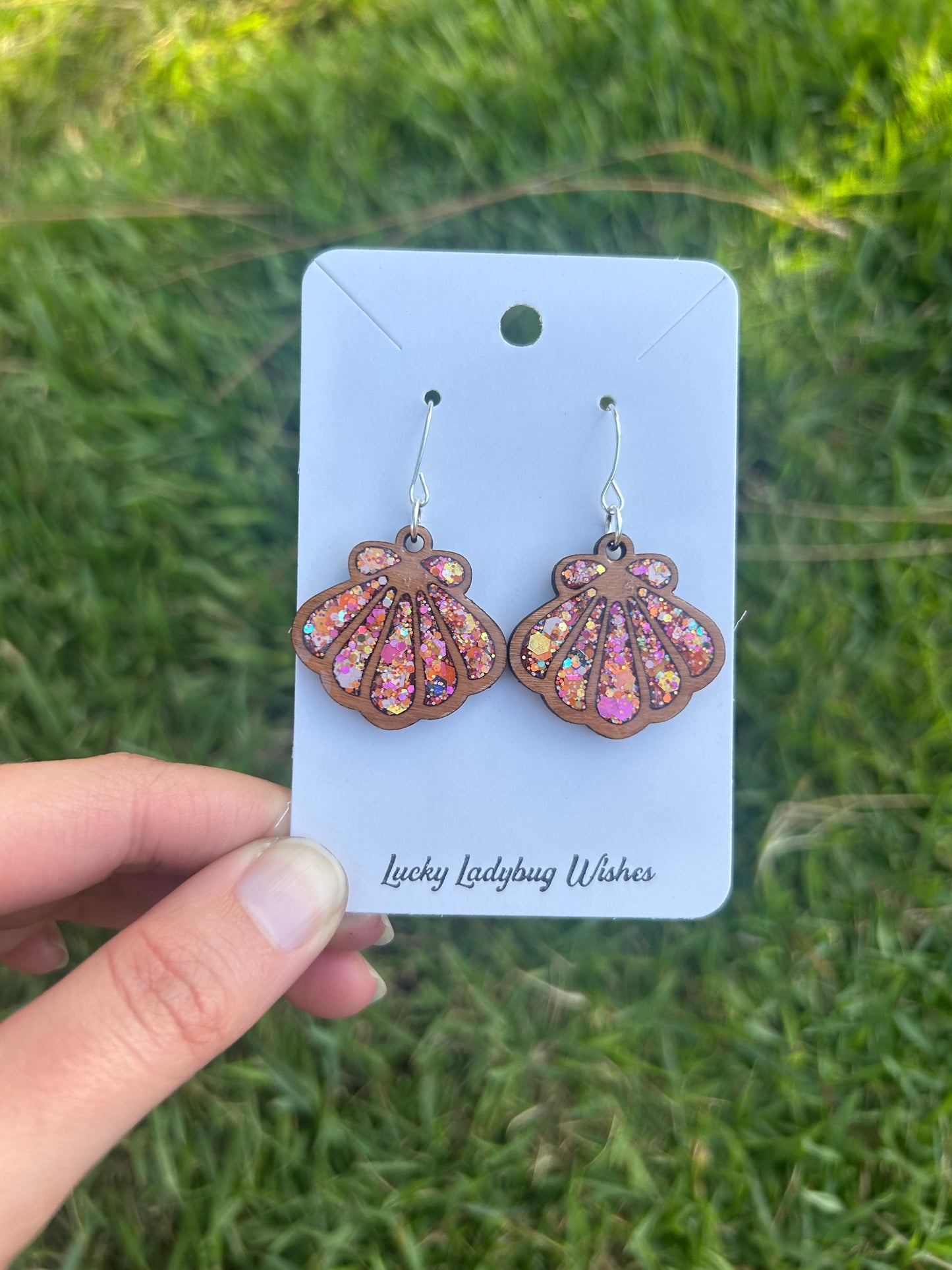 Shells wooden earrings