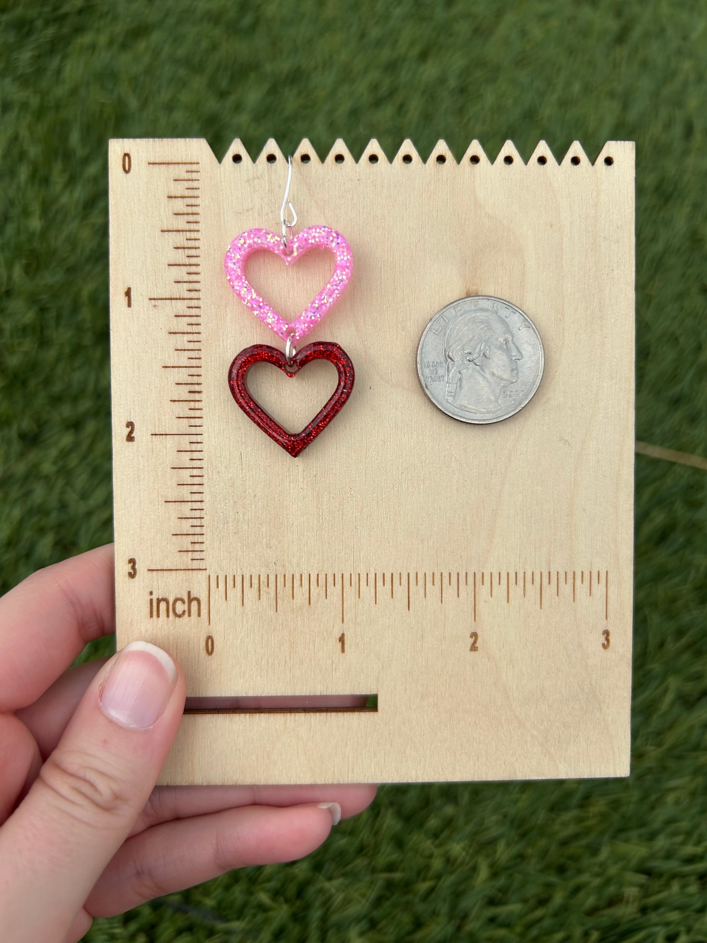 2 stack heart earrings