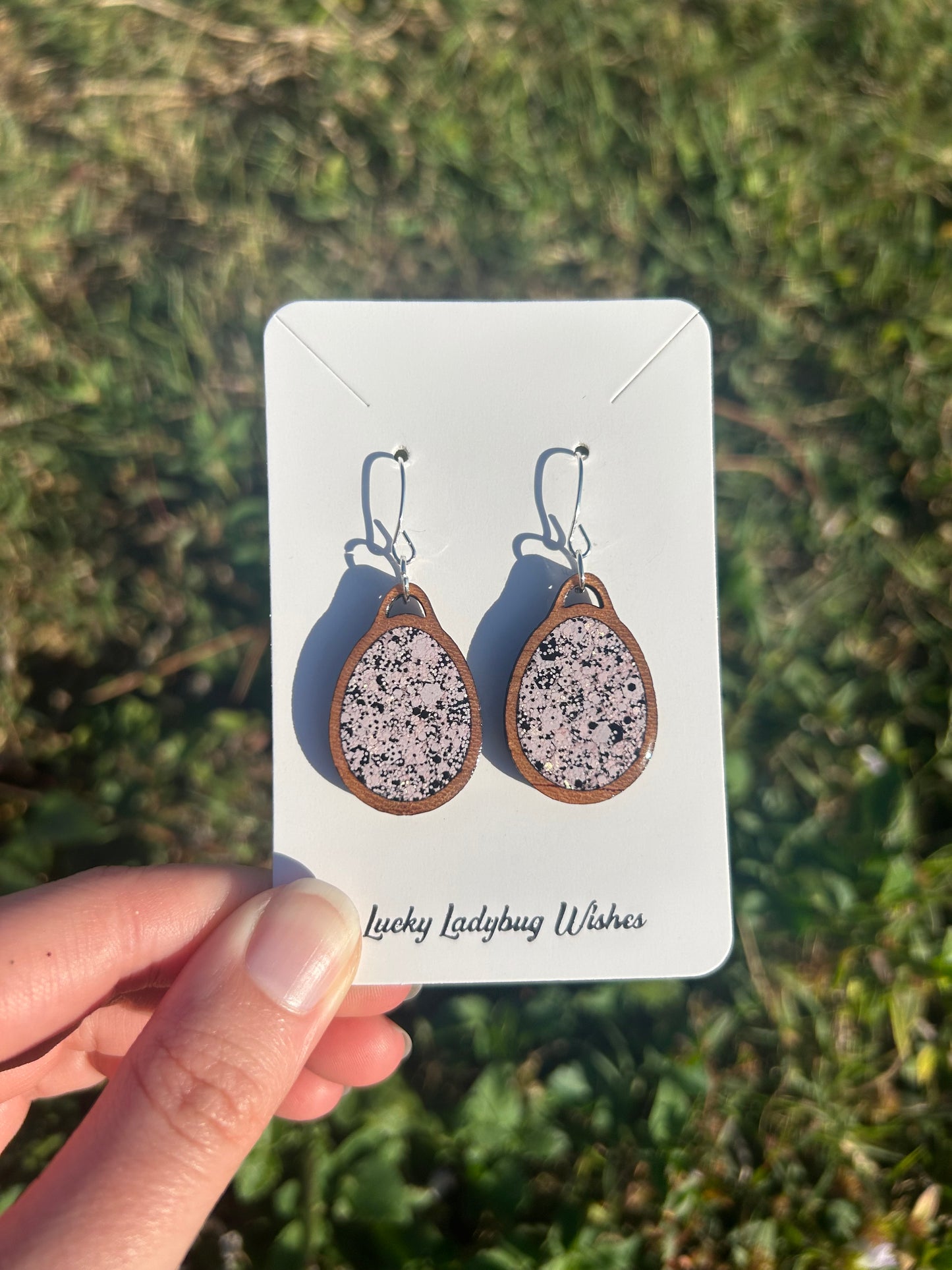 Egg wooden earrings