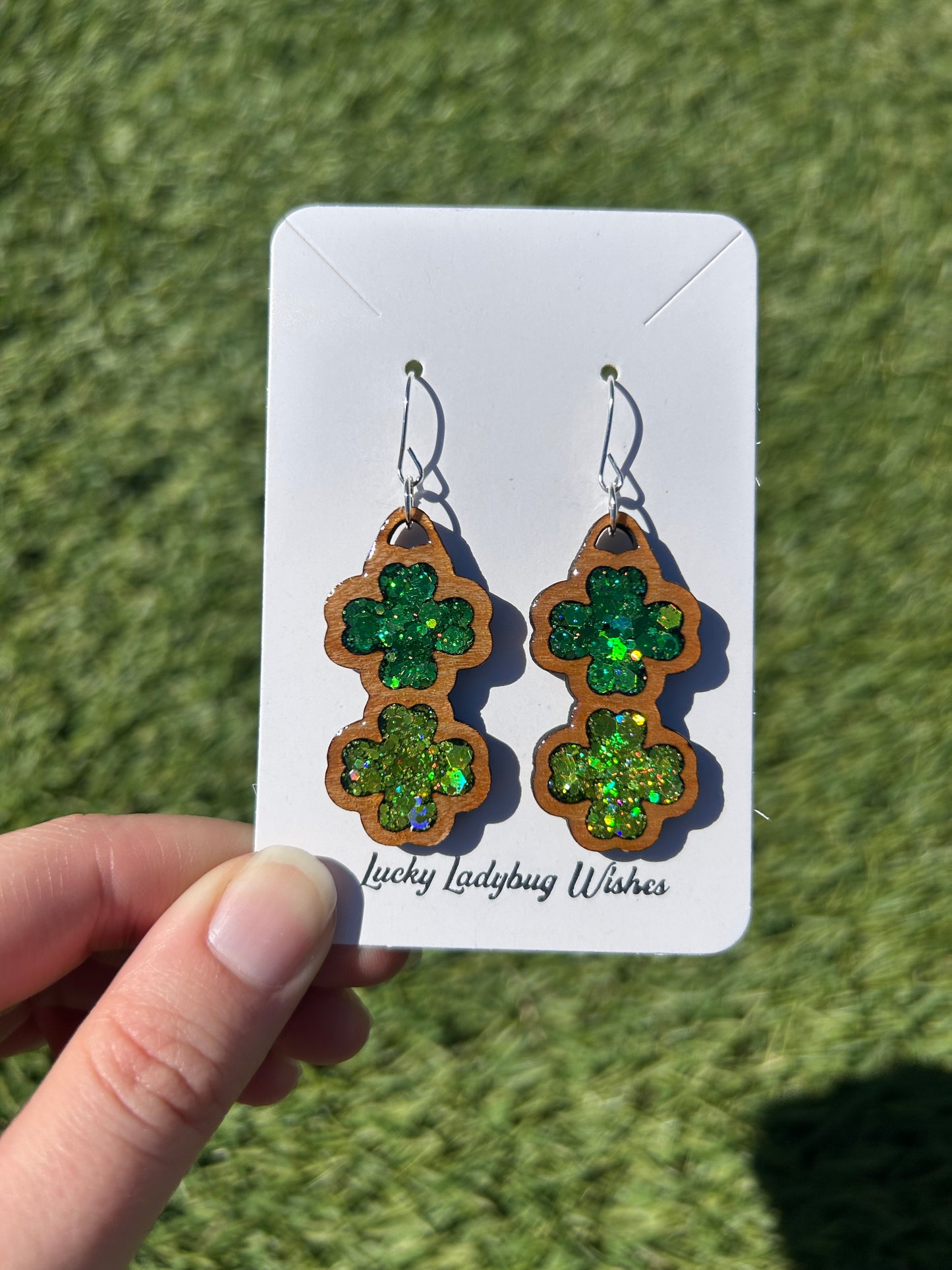 2-Stack Wooden Clover earrings