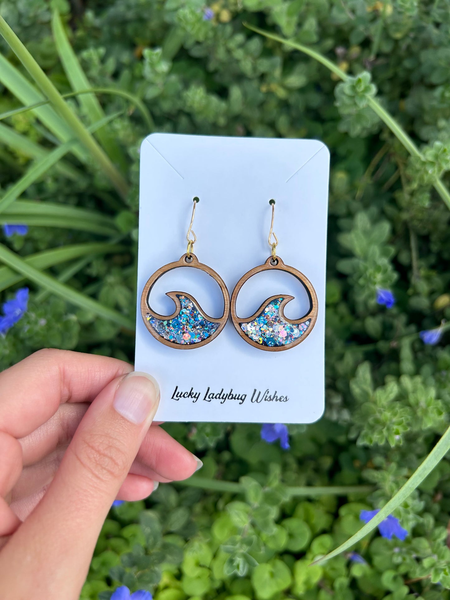 Wooden Wave hoop earrings