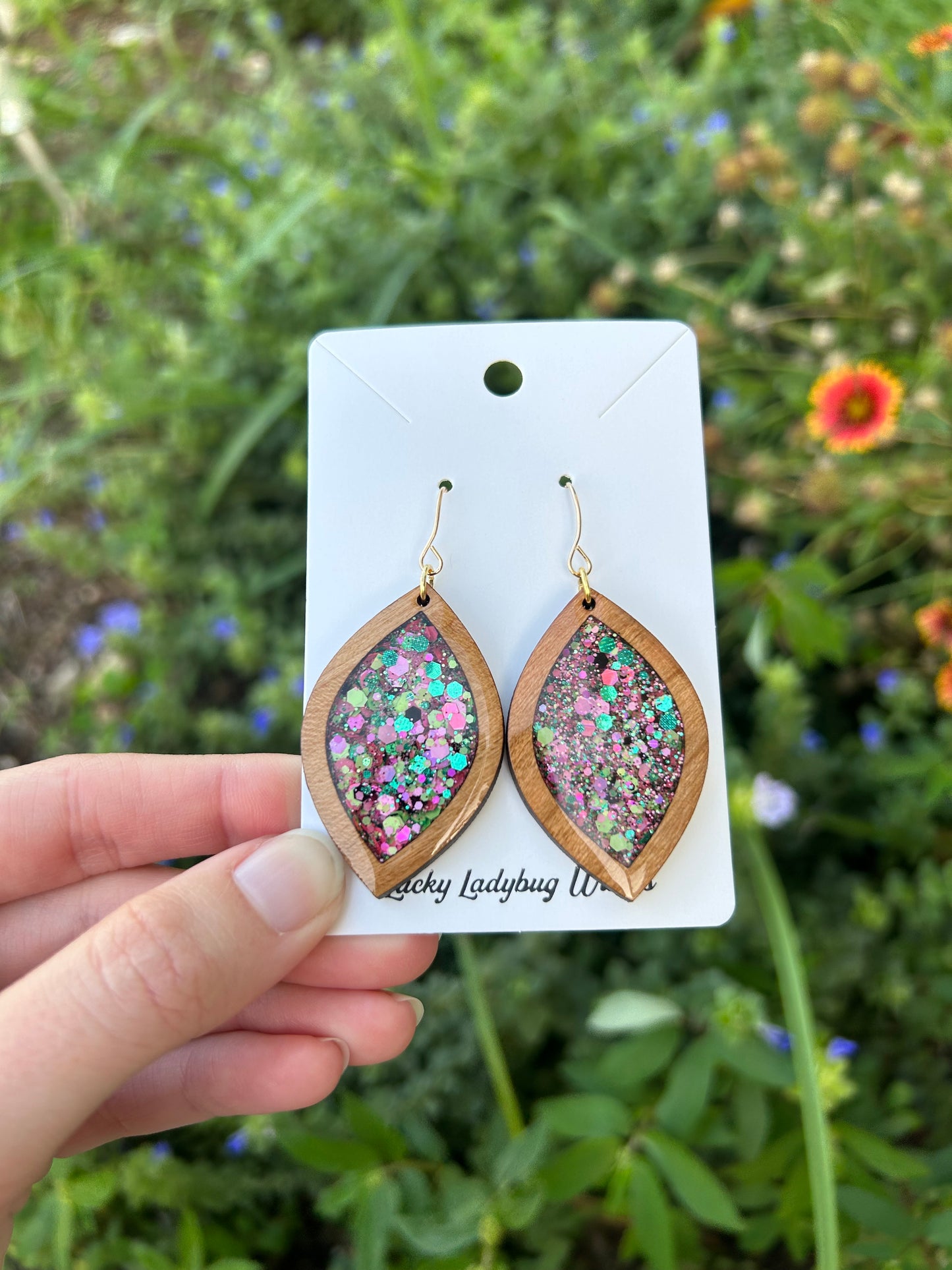 Watermelon Moonshine wooden earrings