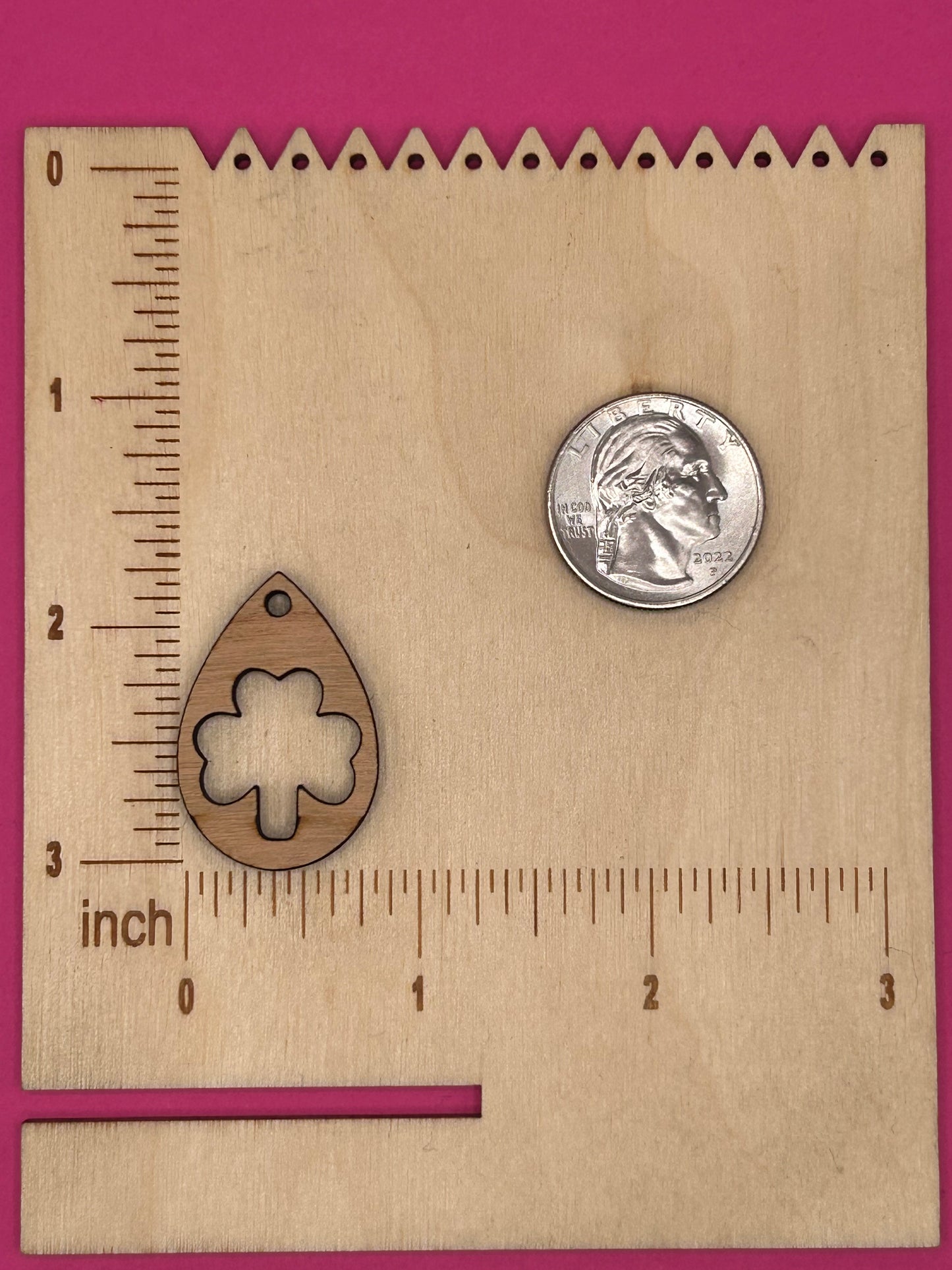 Blank teardrop clover wooden bezel