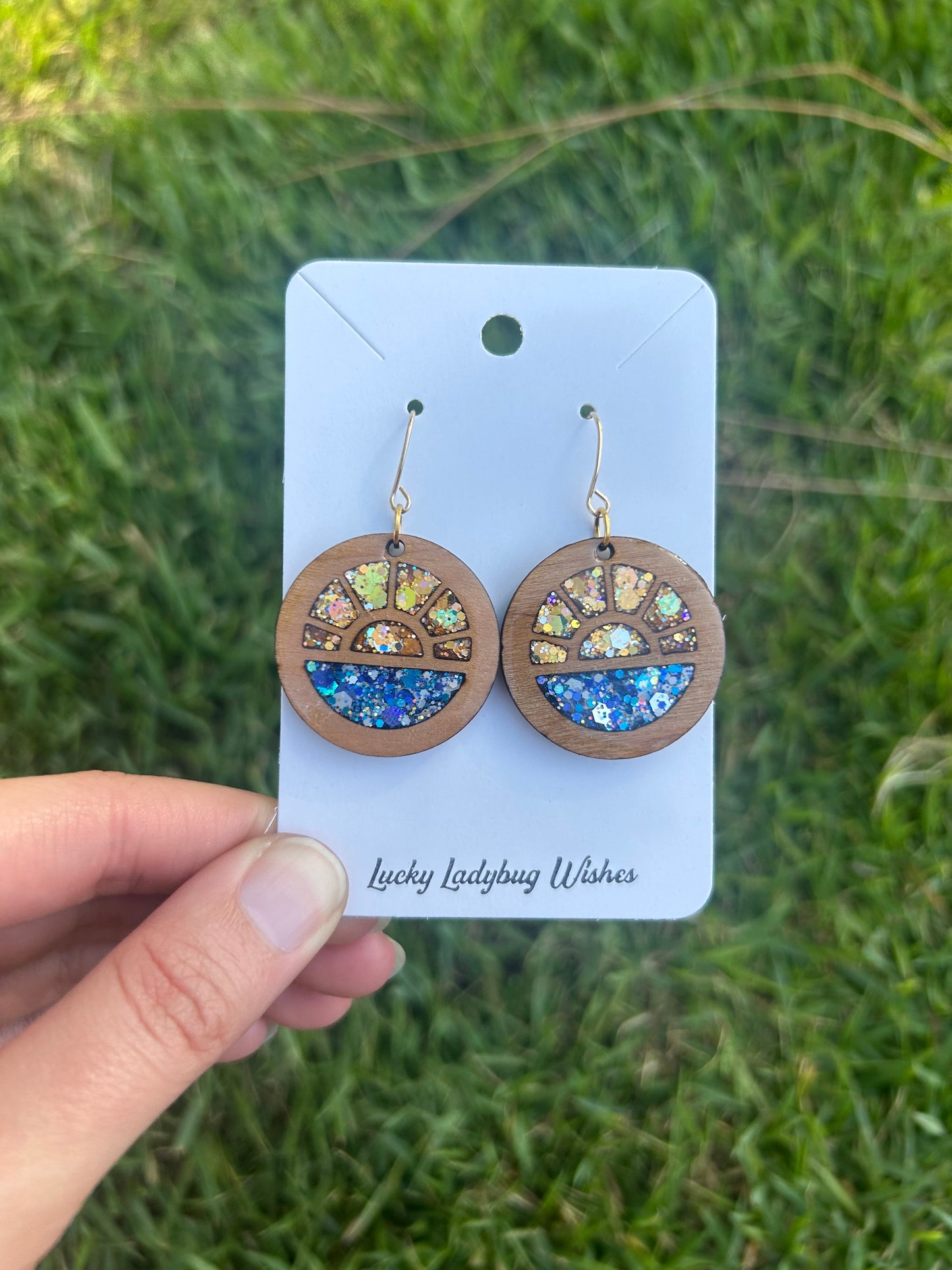 Sunrise Hoops wooden earrings