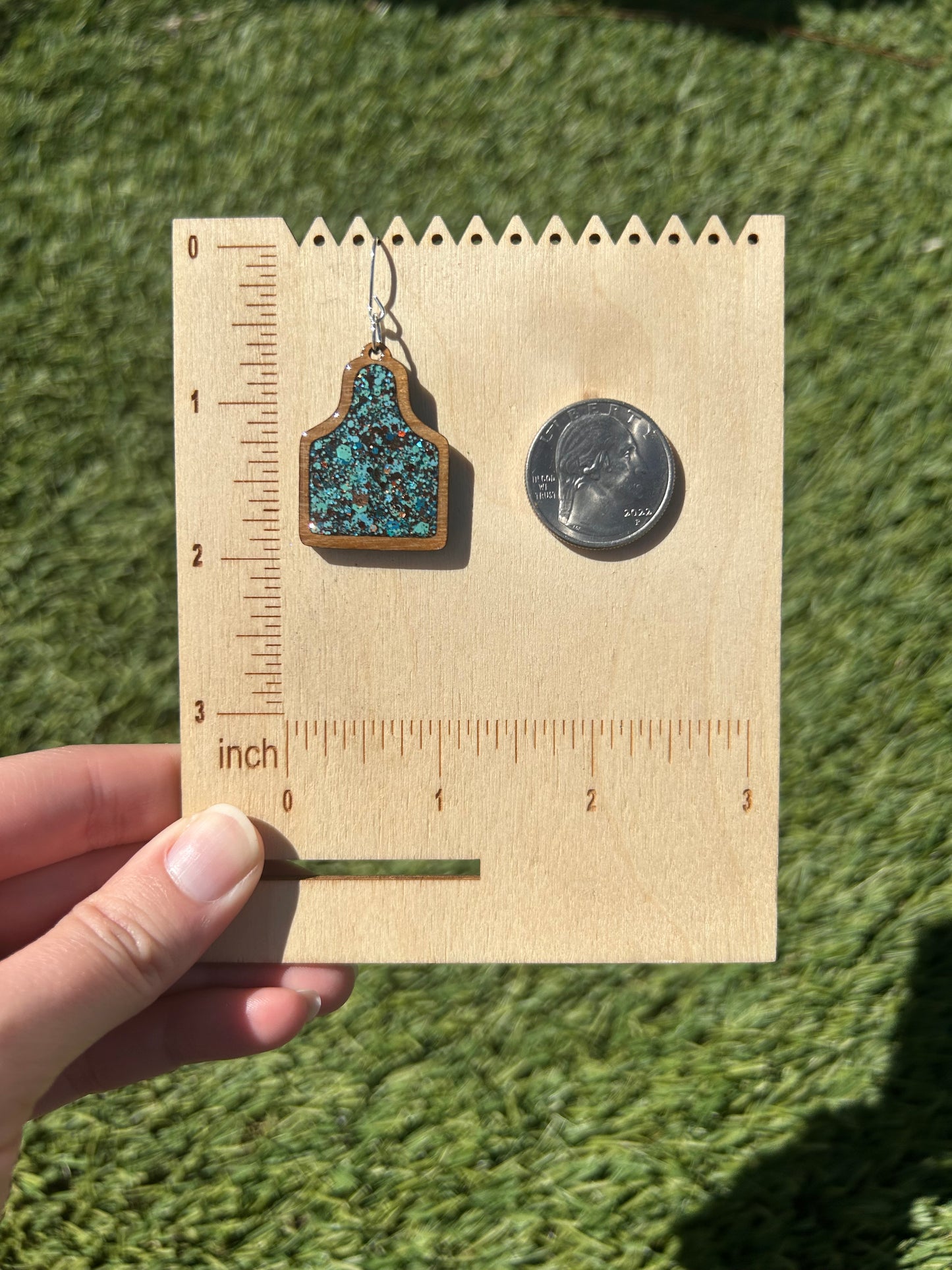Cow tag wooden earrings