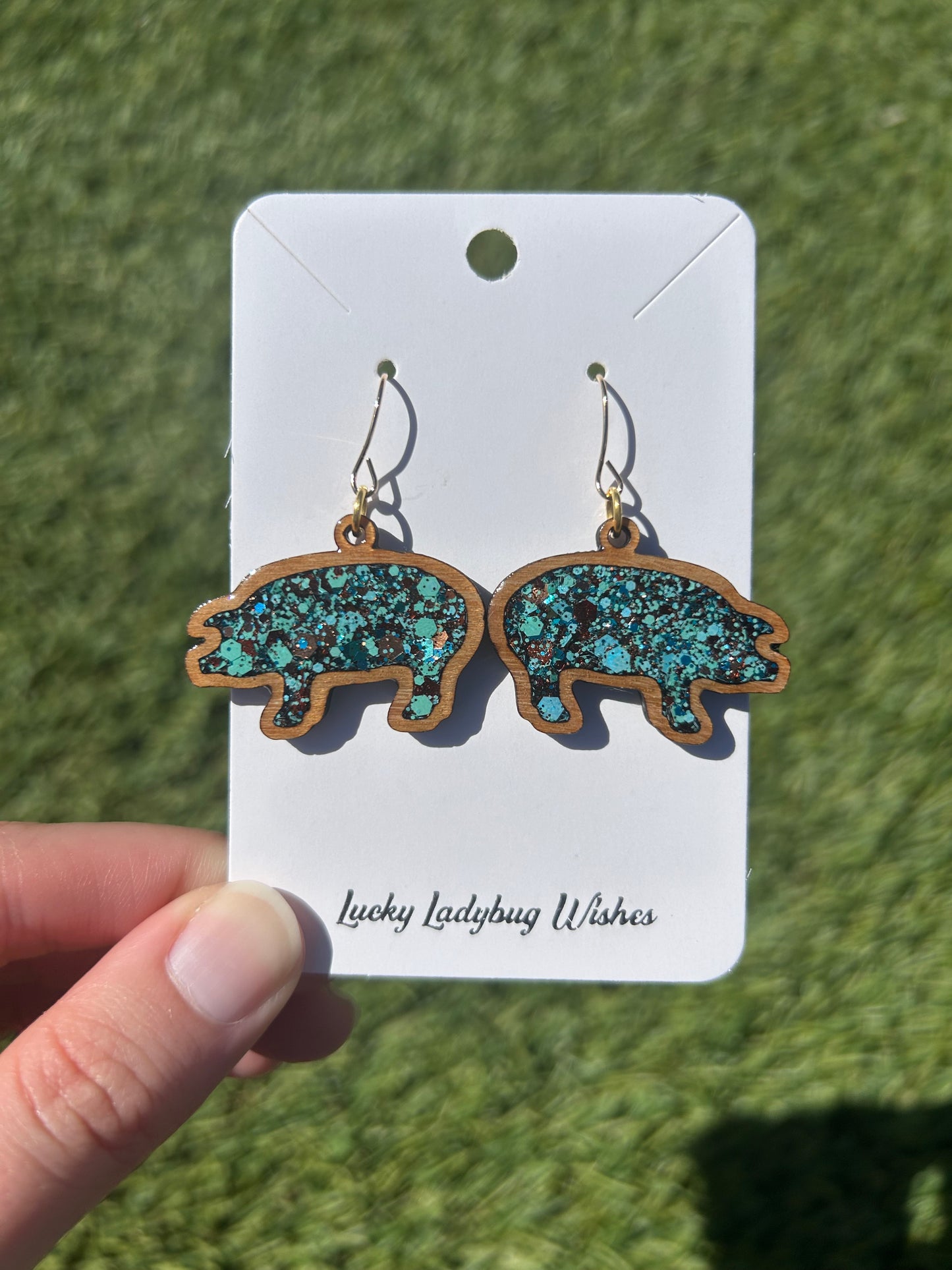 Pig wooden earrings