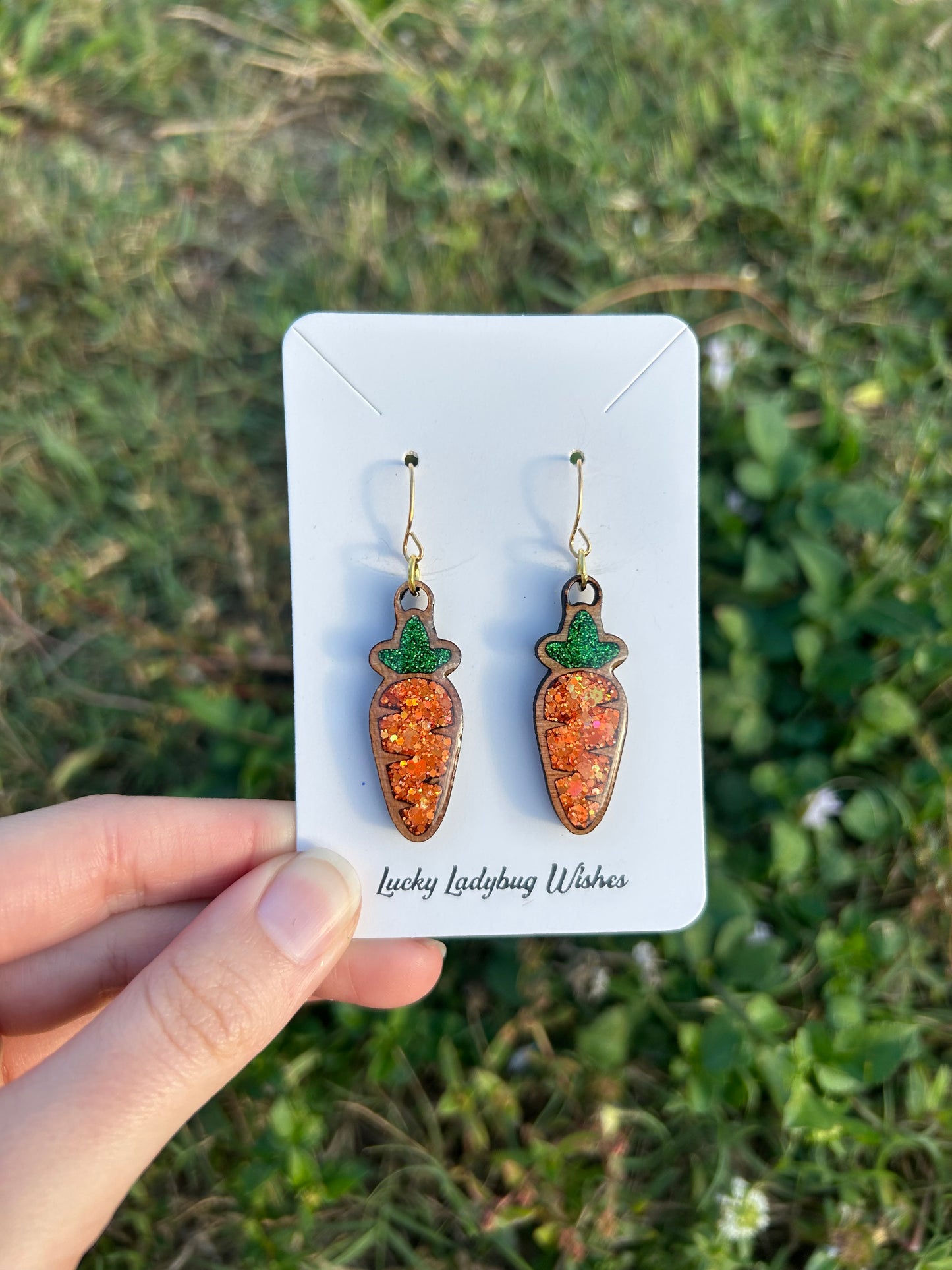 Carrot wooden earrings
