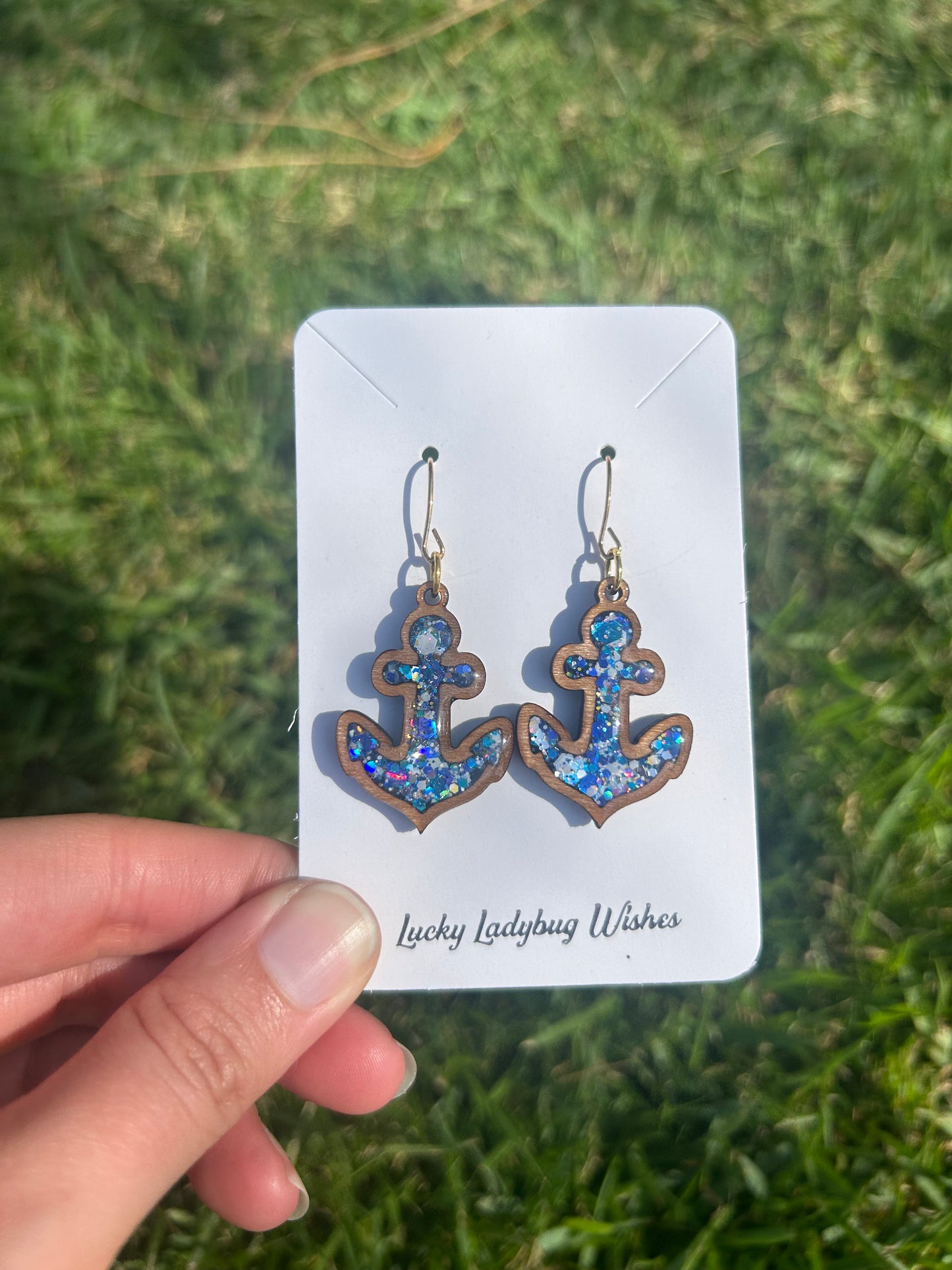 Anchor wooden earrings
