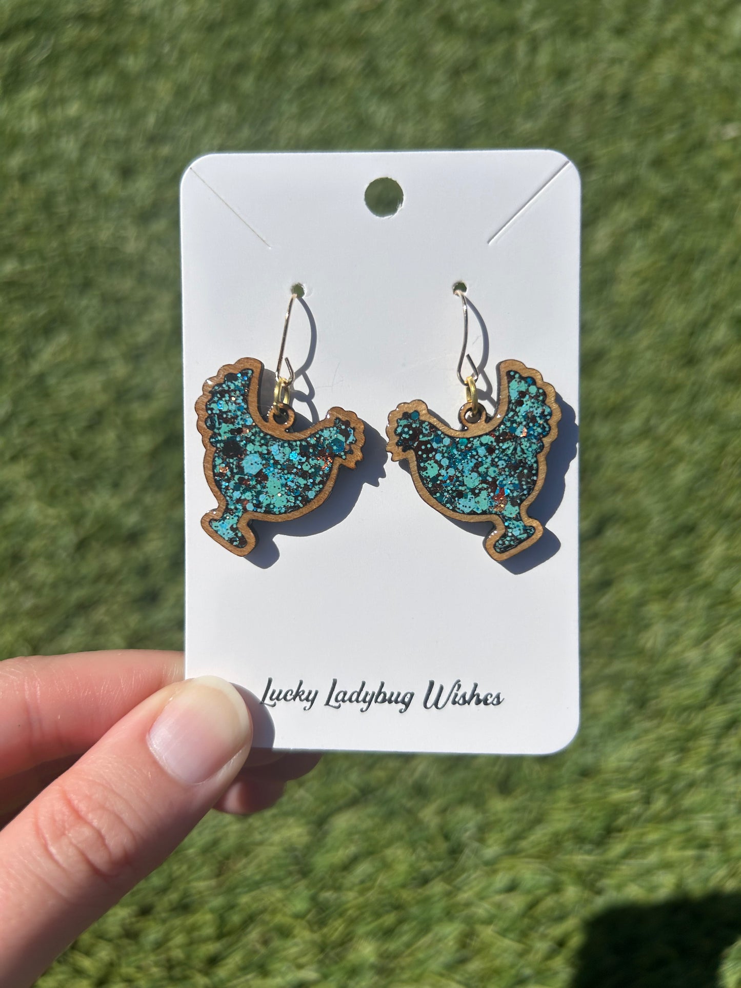 Chicken wooden earrings