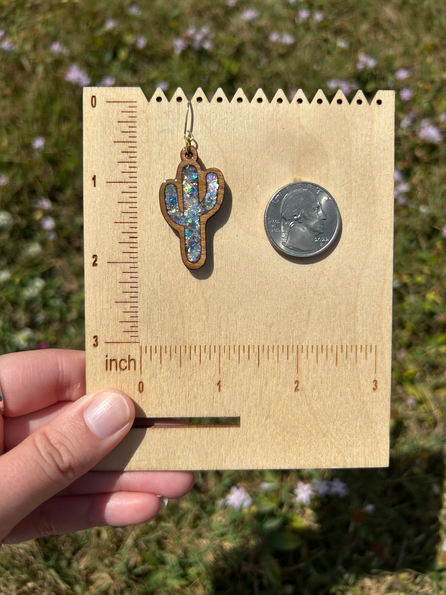 Cactus wooden earrings