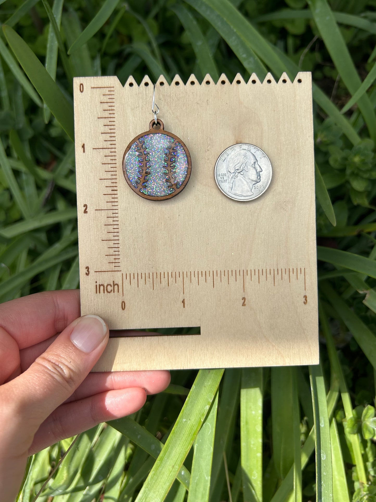 Baseball wooden earrings