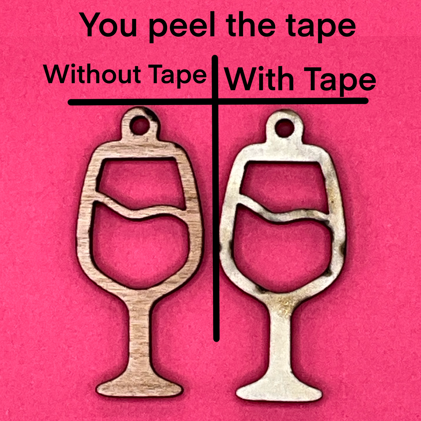 Blank wine glass wooden bezels