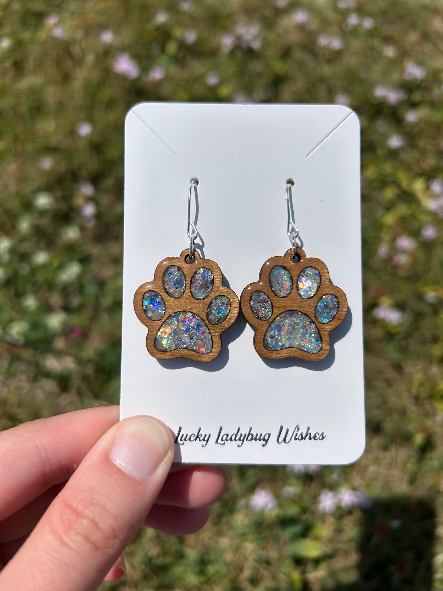 Dog Paw wooden earrings