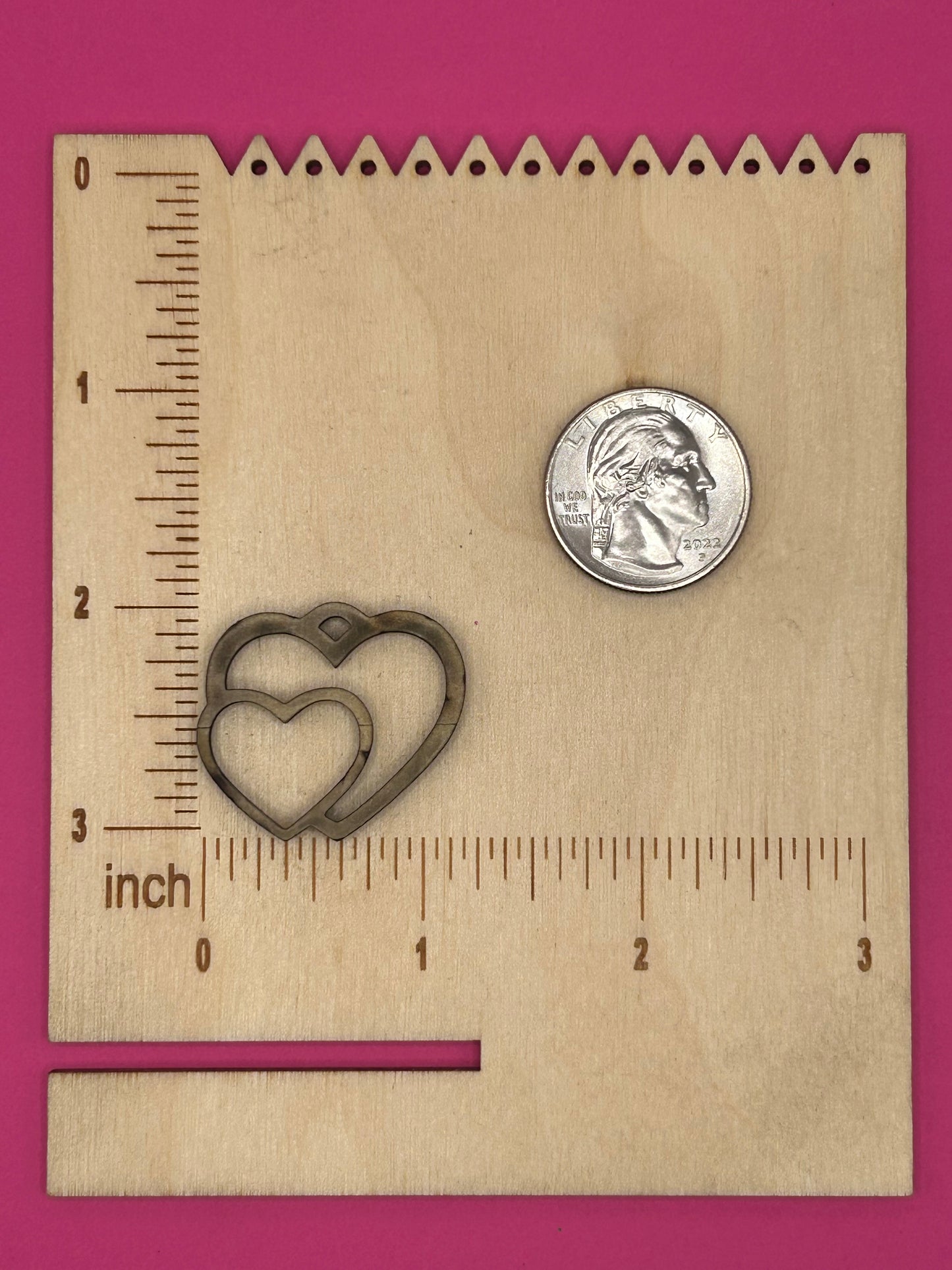 Blank double heart wooden bezel