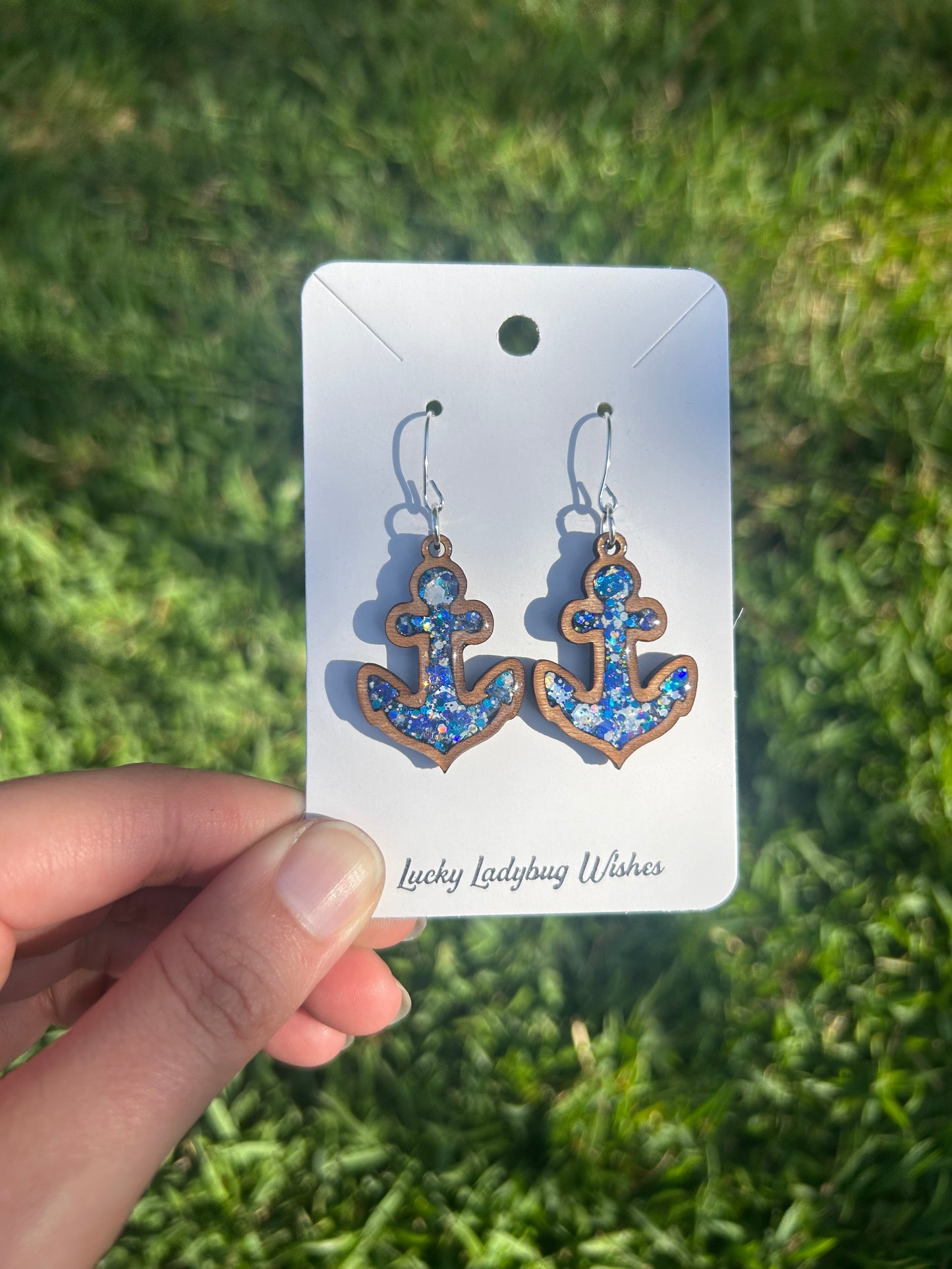 Anchor wooden earrings