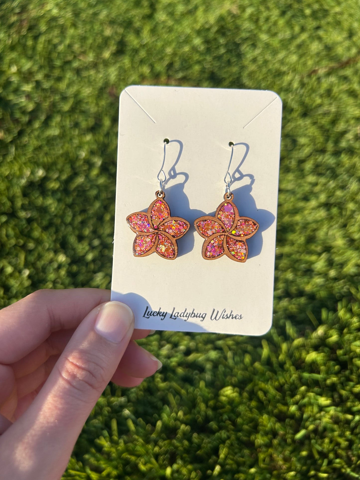 Plumeria wooden earrings