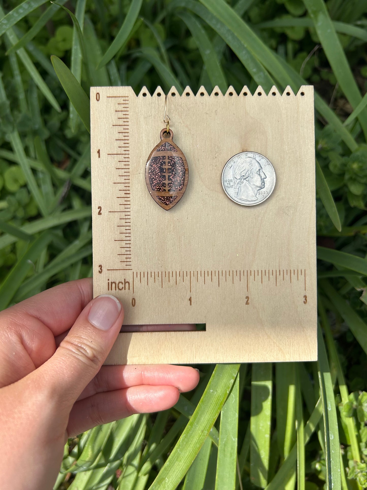 Football wooden earrings