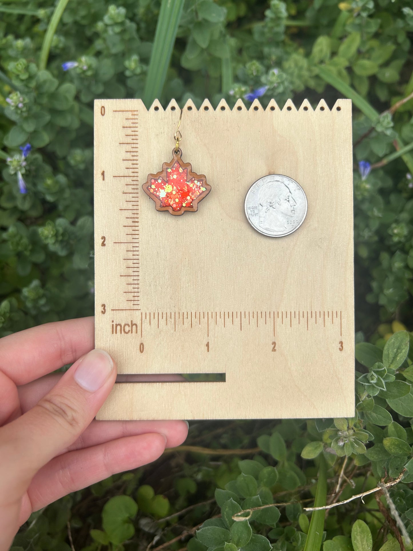 Wooden Fall Leaf earrings