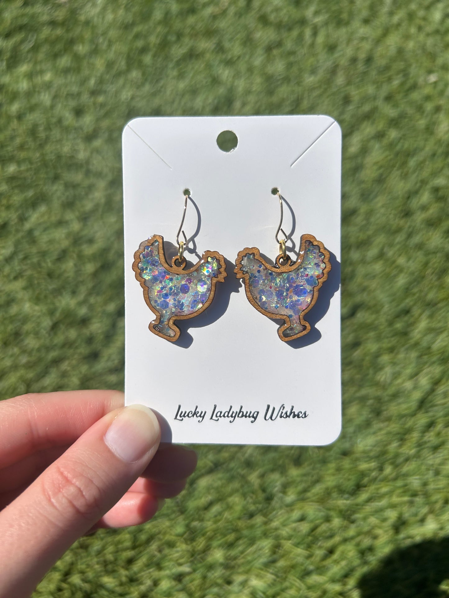 Chicken wooden earrings