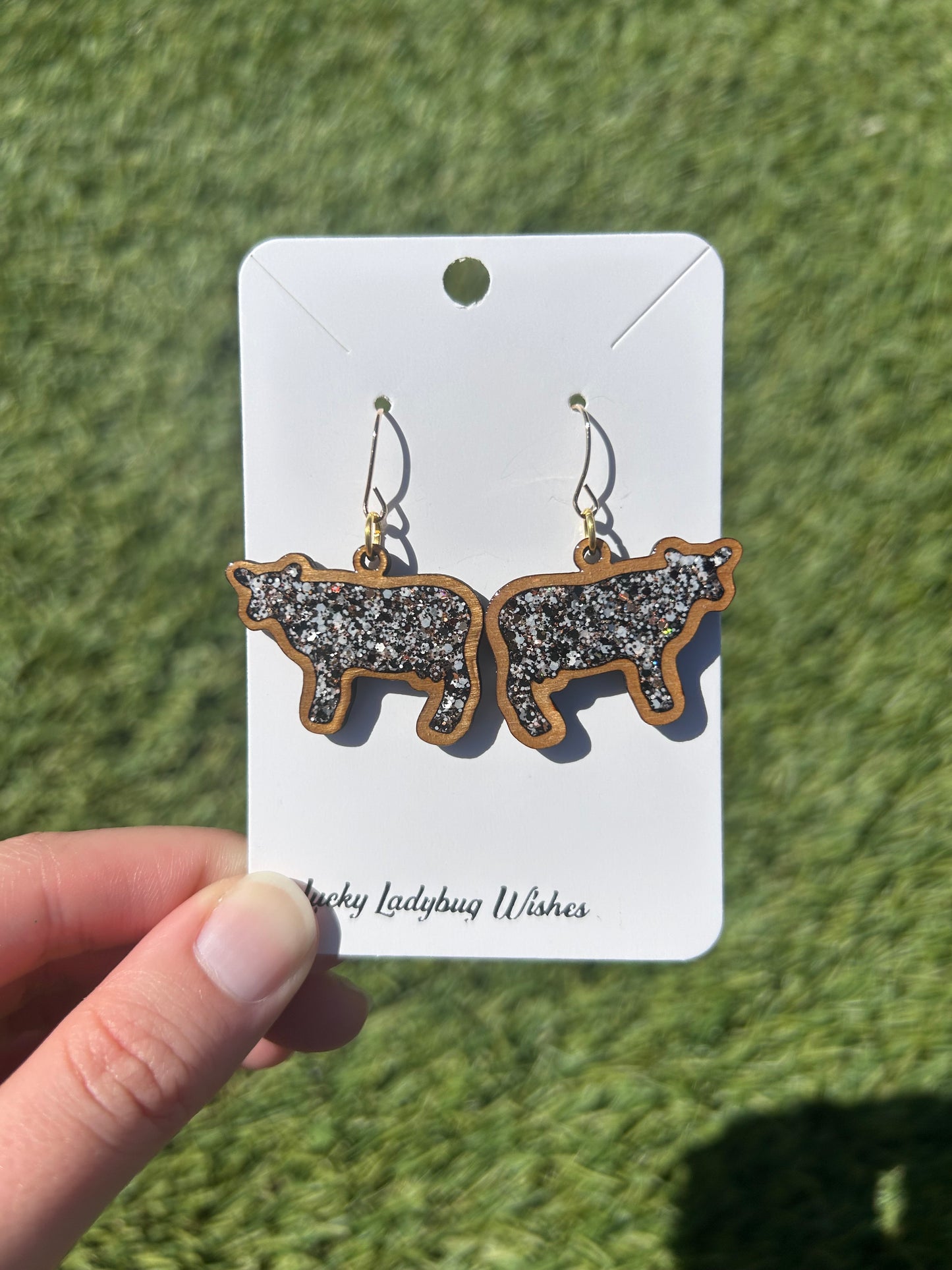 Cow wooden earrings