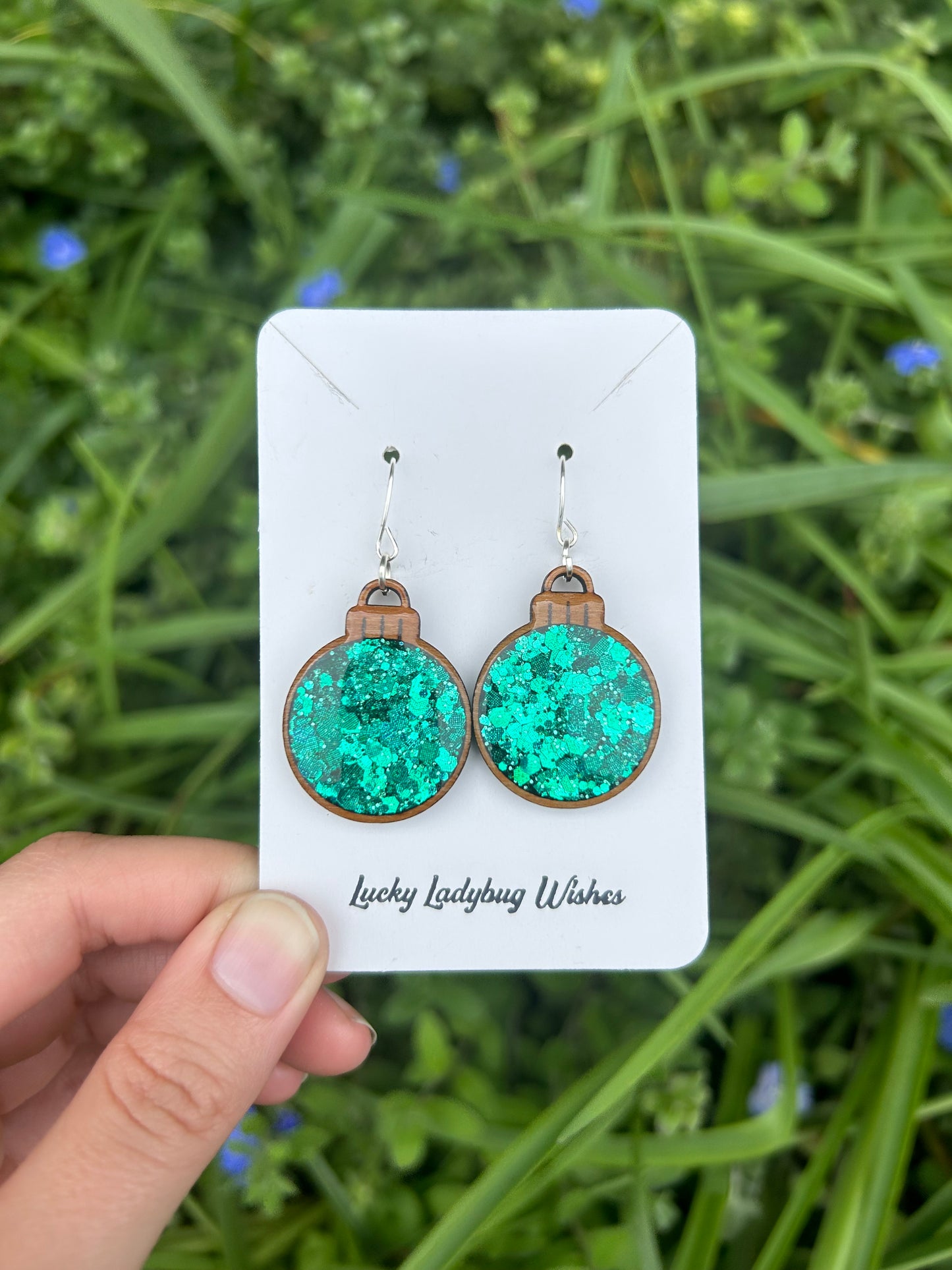 Wooden ornament earrings