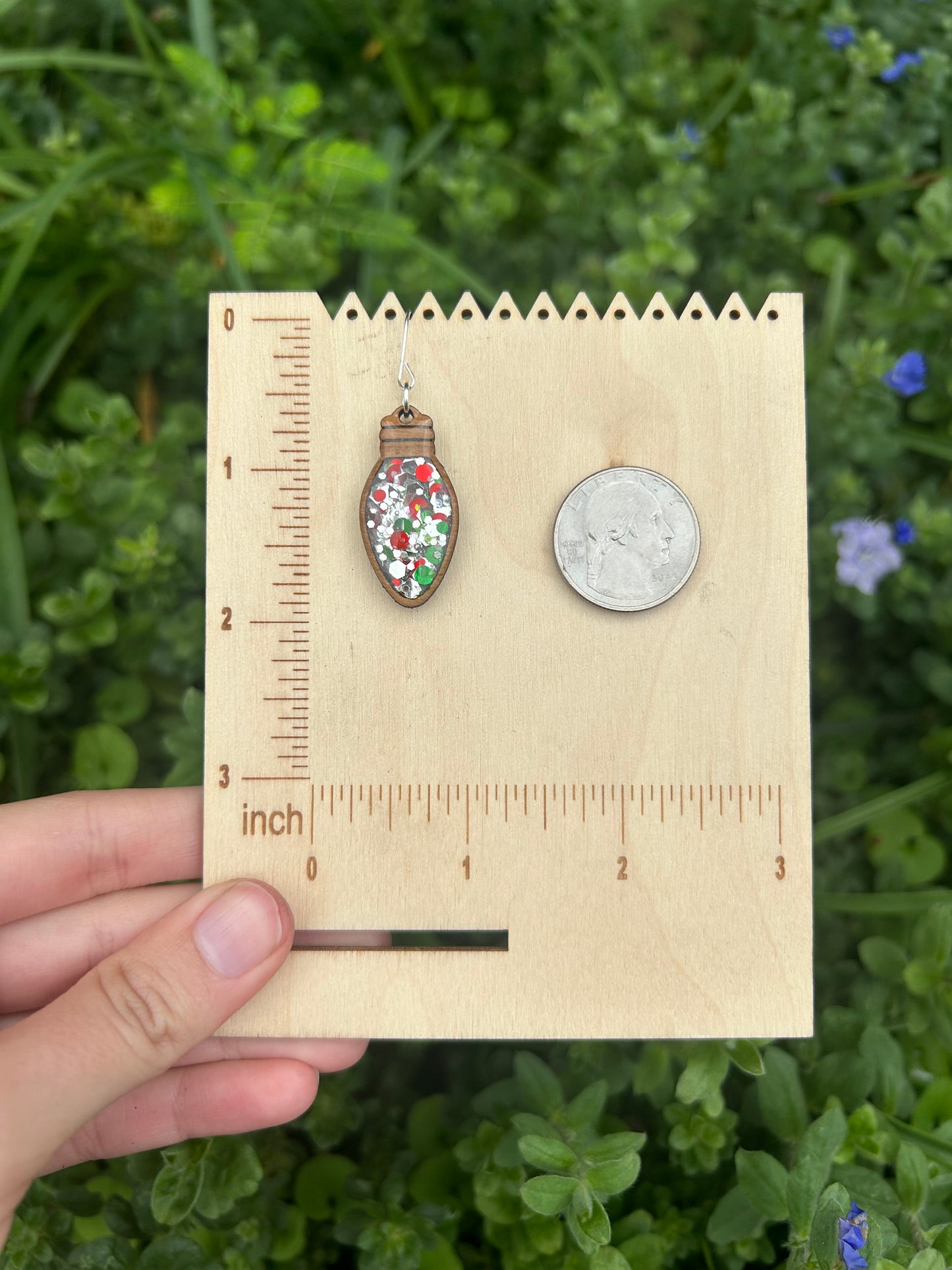 Christmas light wooden earrings