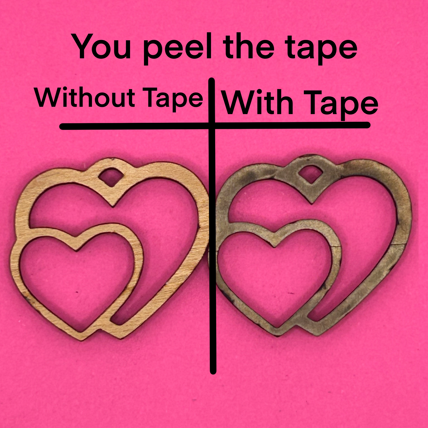 Blank double heart wooden bezel