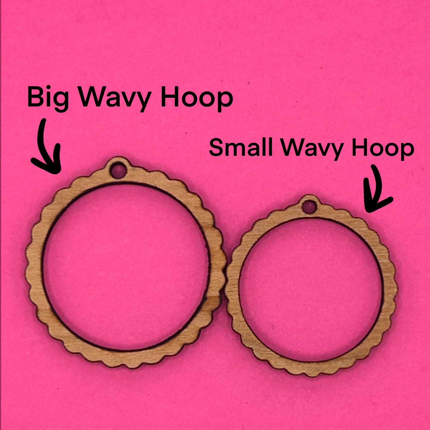 Blank Wavy Hoop wooden bezels