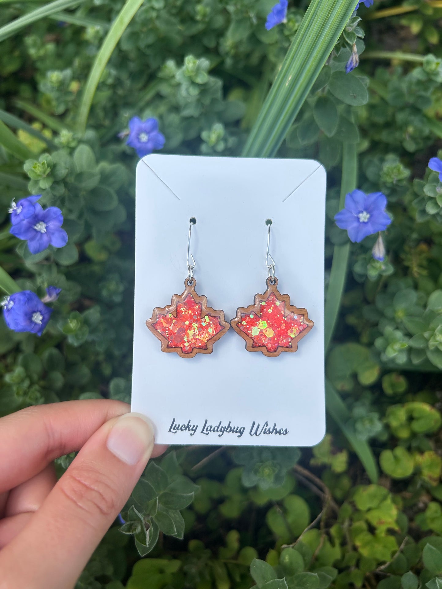 Wooden Fall Leaf earrings