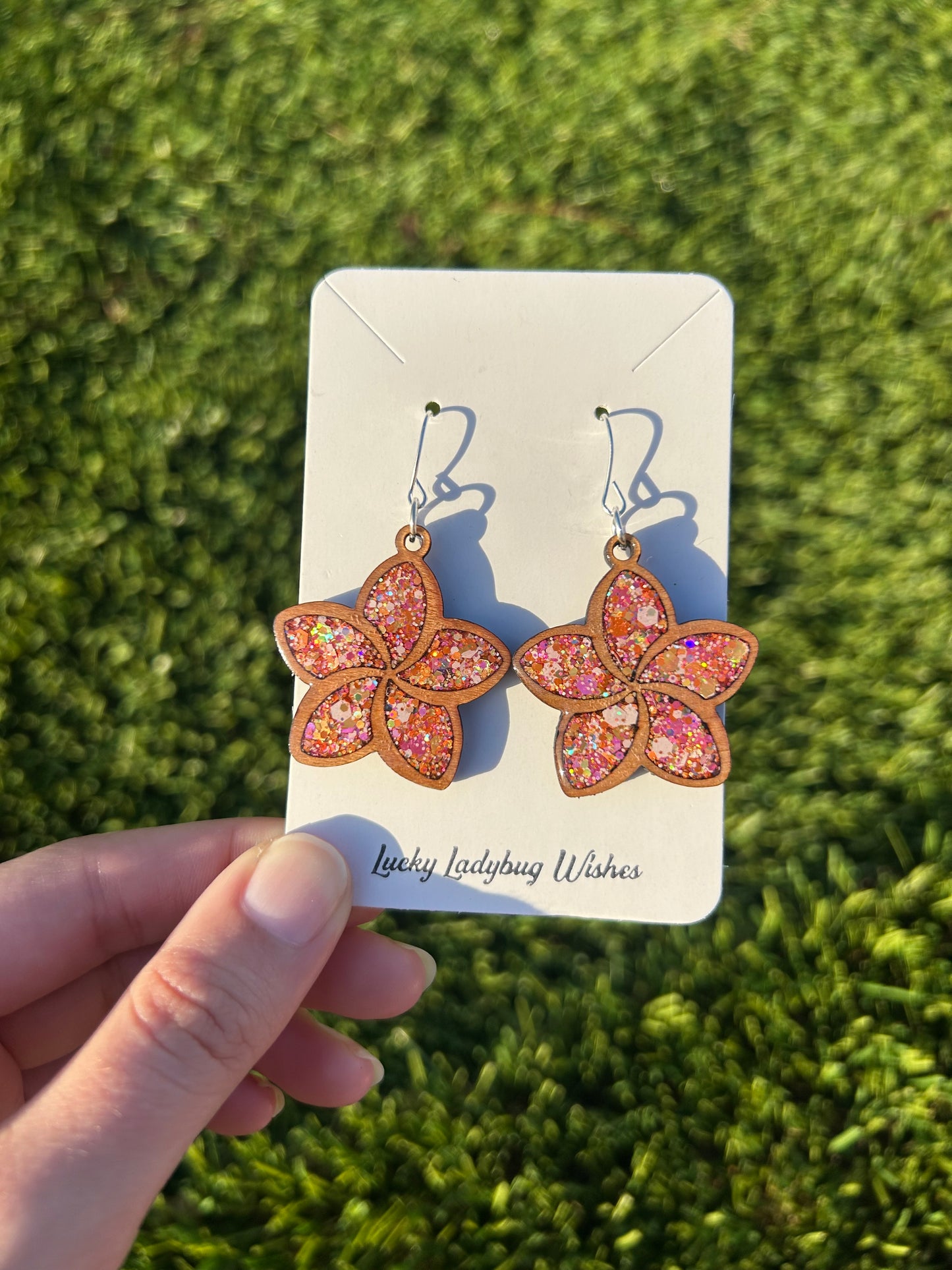 Plumeria wooden earrings
