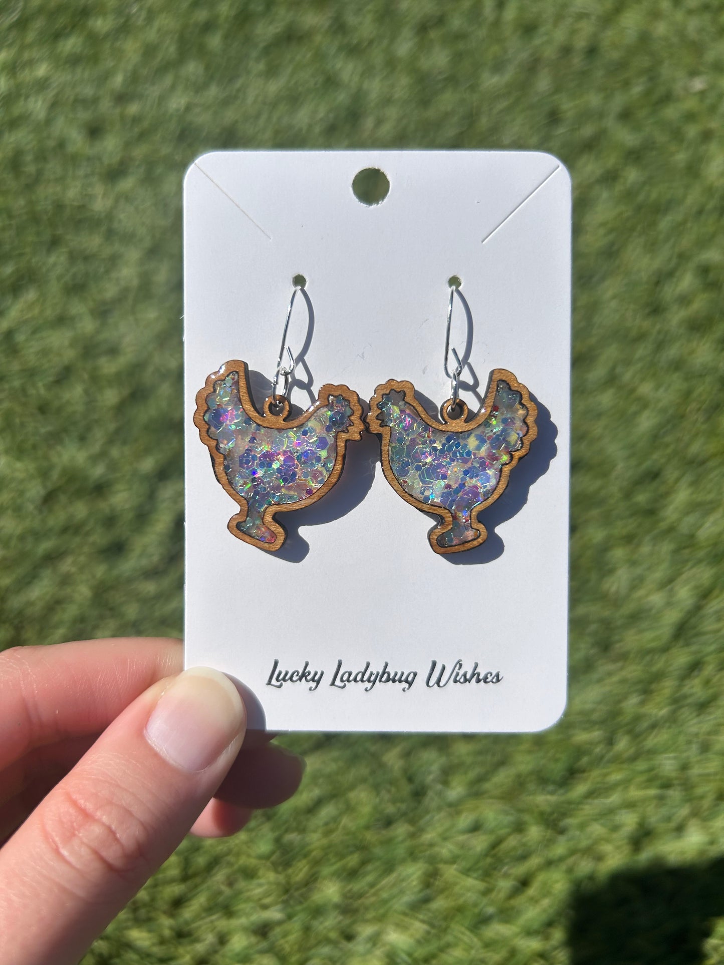 Chicken wooden earrings