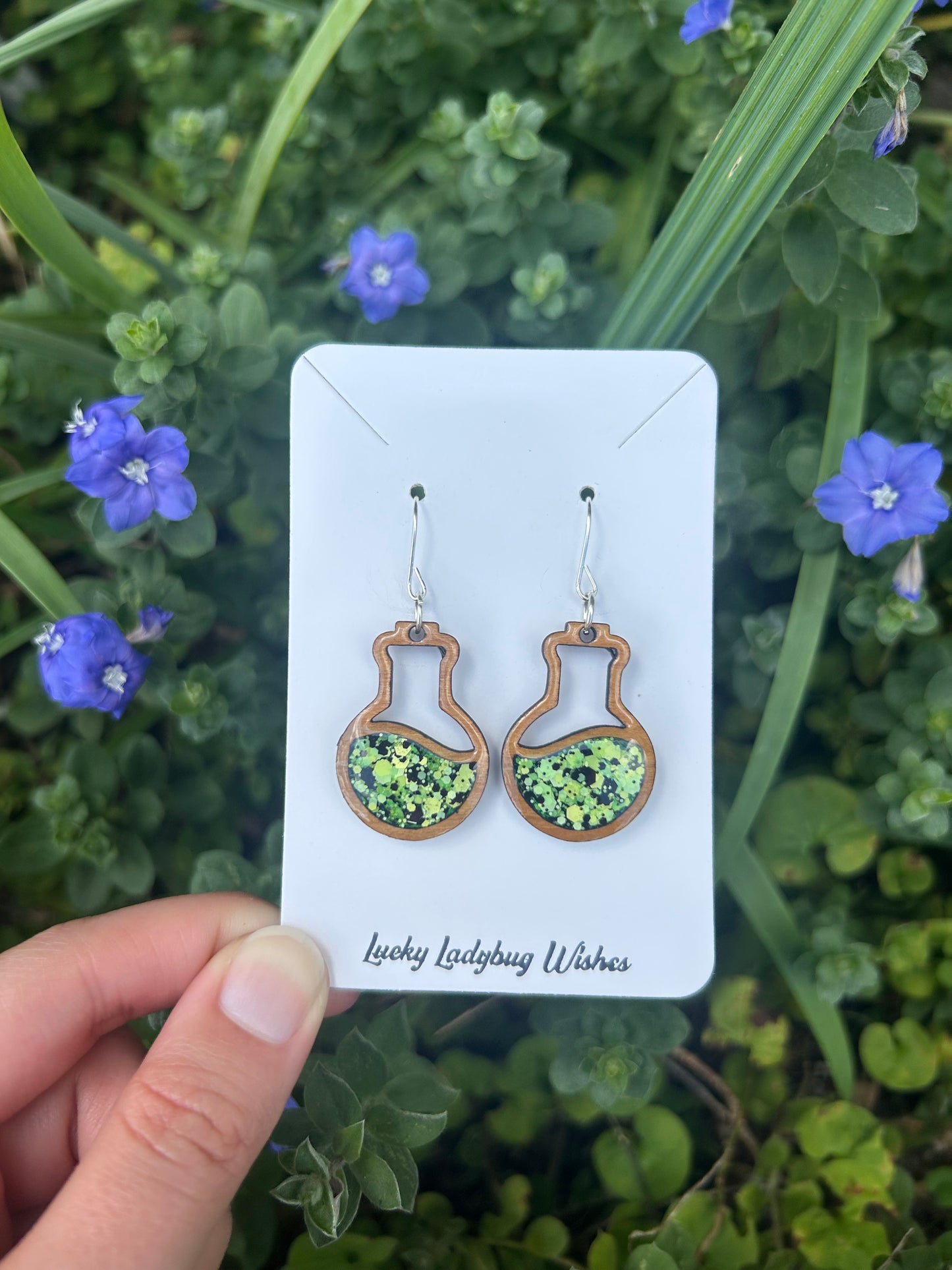 Wooden potion earrings