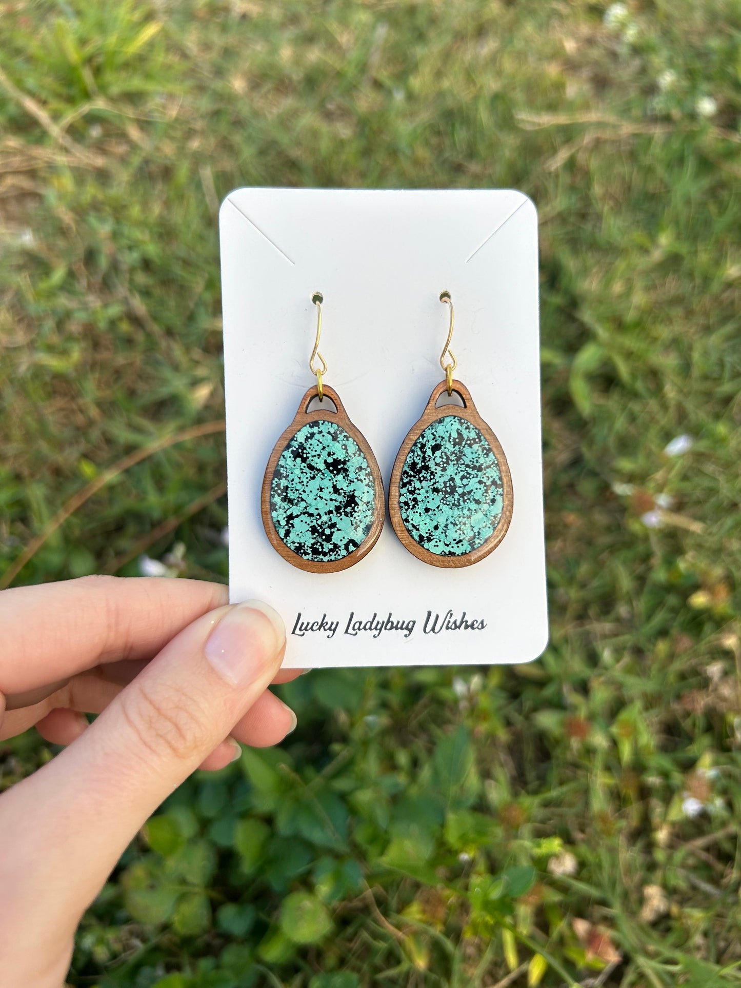 Egg wooden earrings