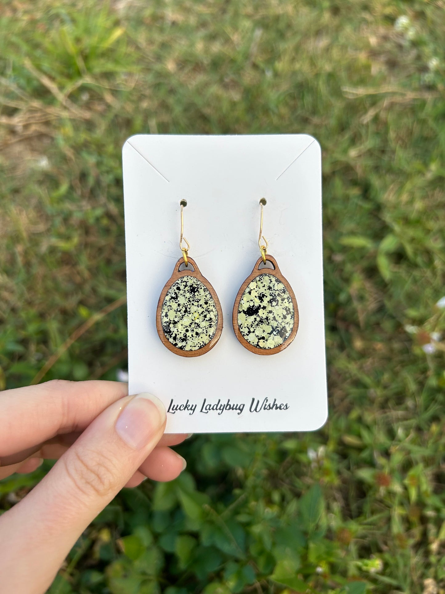 Egg wooden earrings