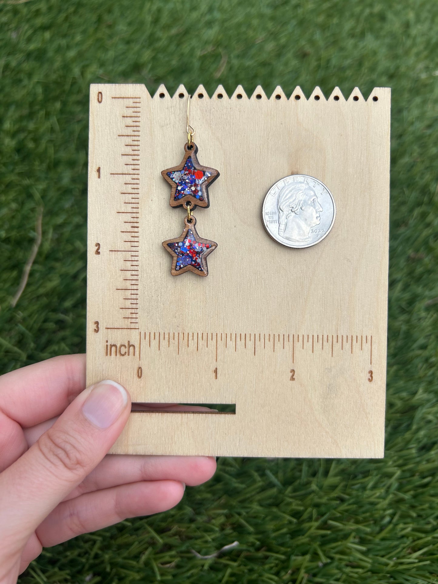 2-Tier Stars wooden earrings
