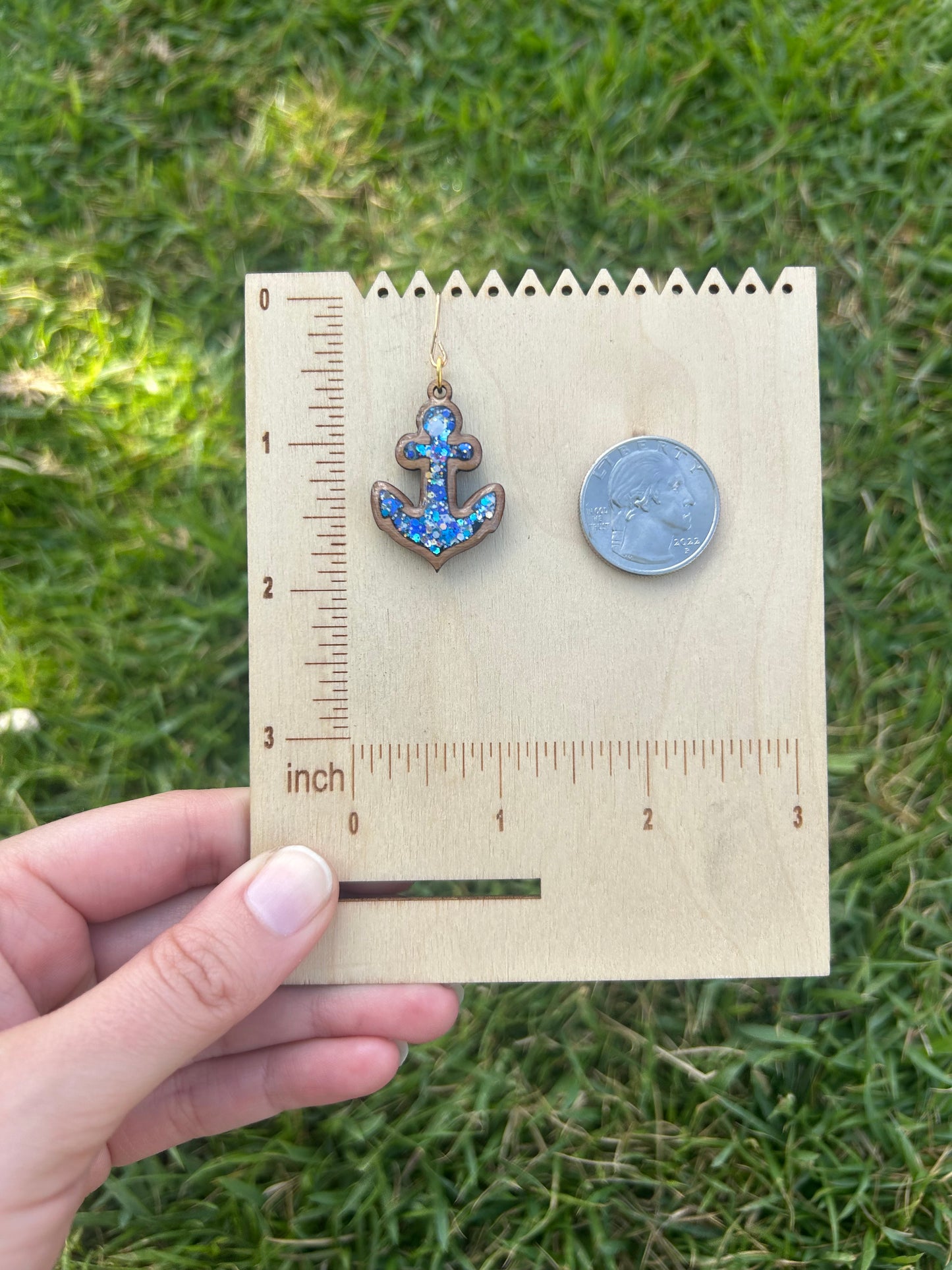 Anchor wooden earrings