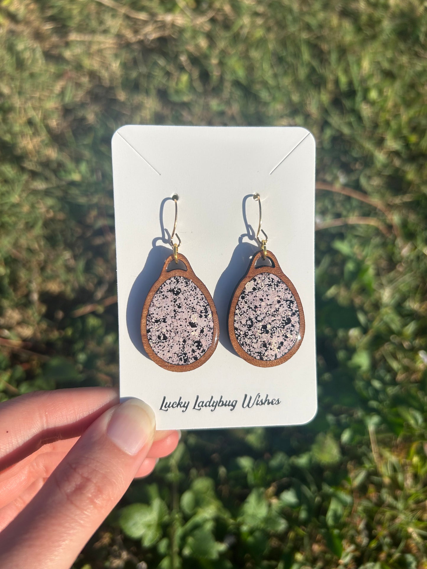 Egg wooden earrings