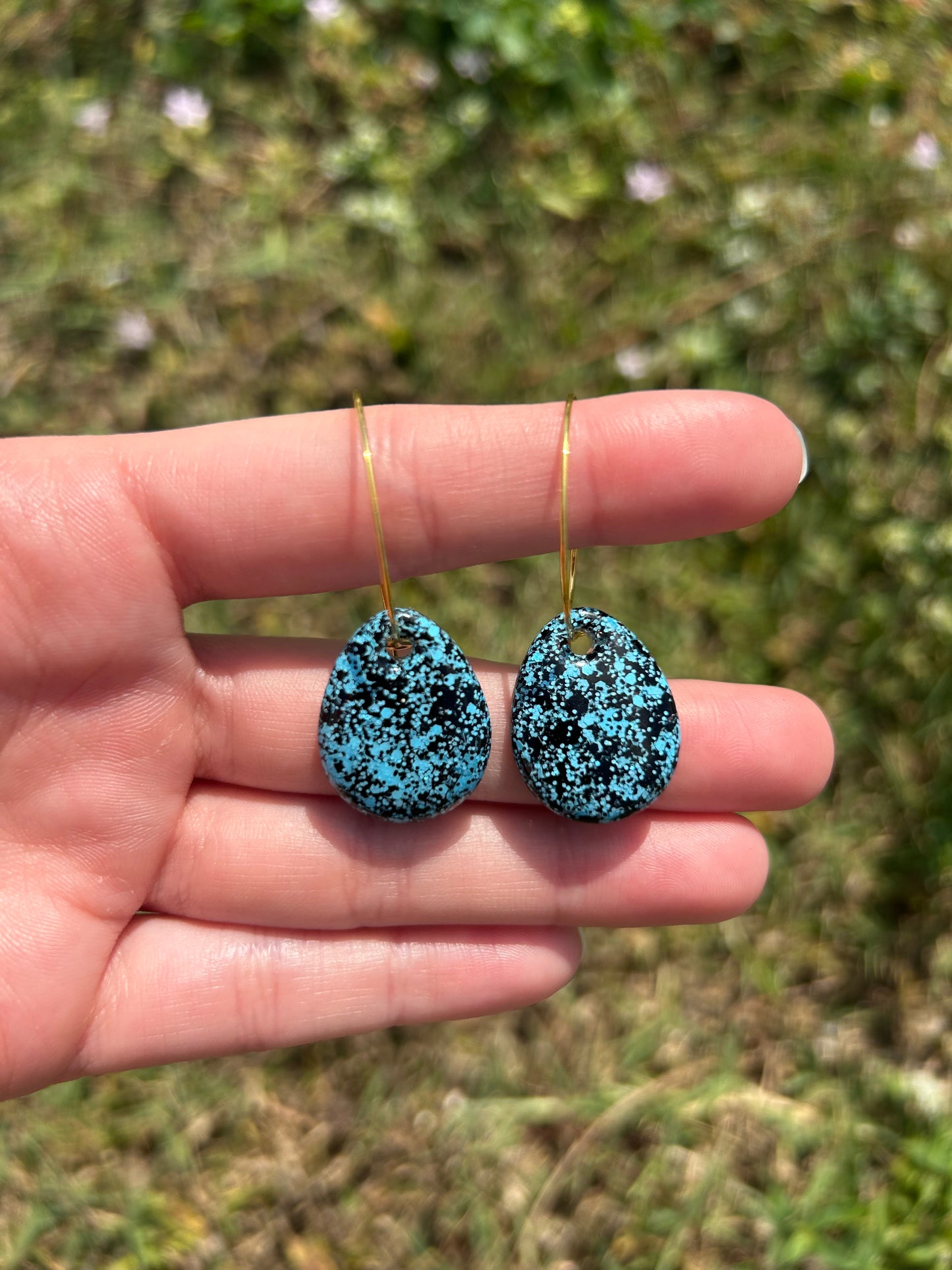 Speckled egg earrings