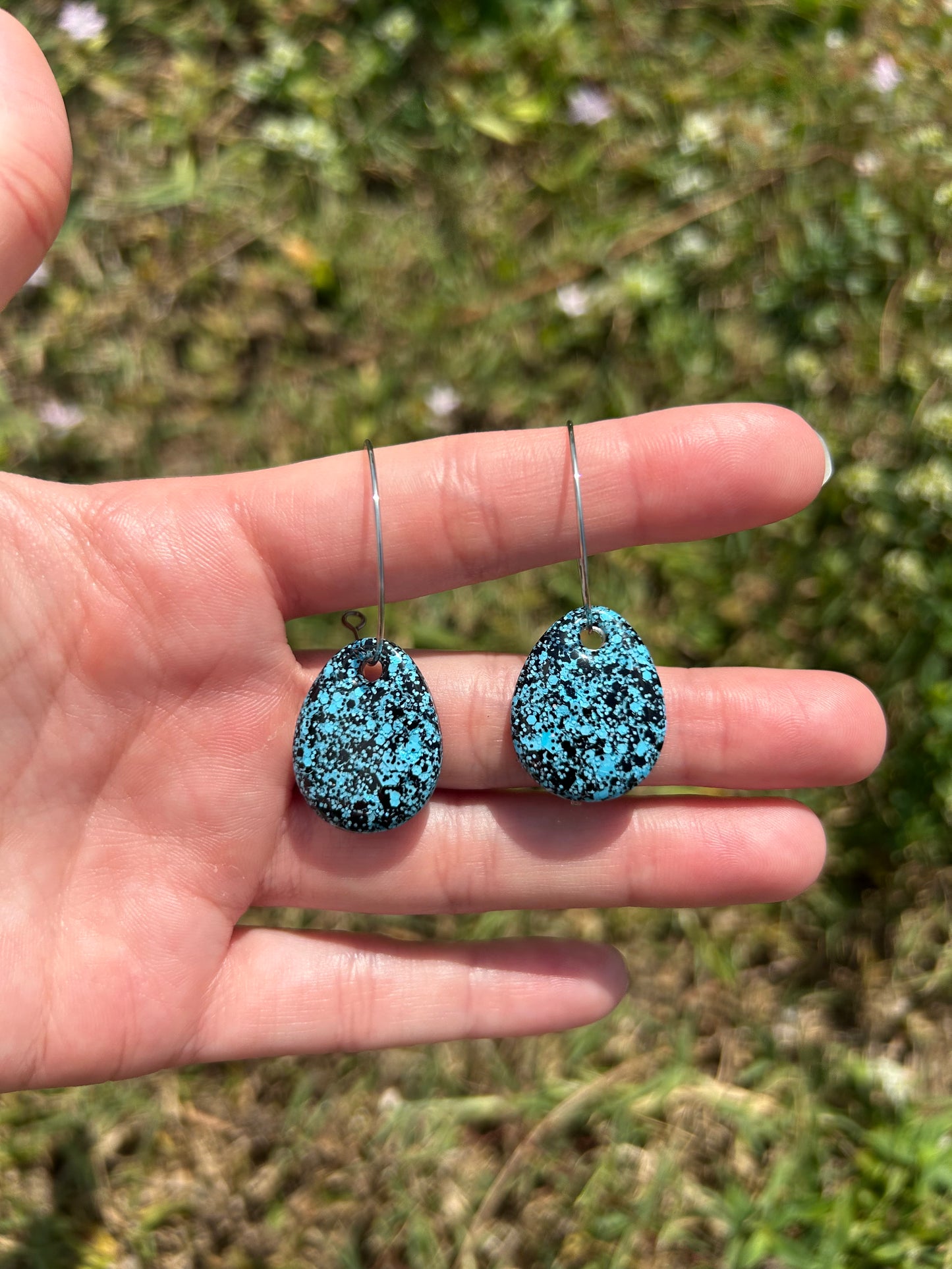 Speckled egg earrings