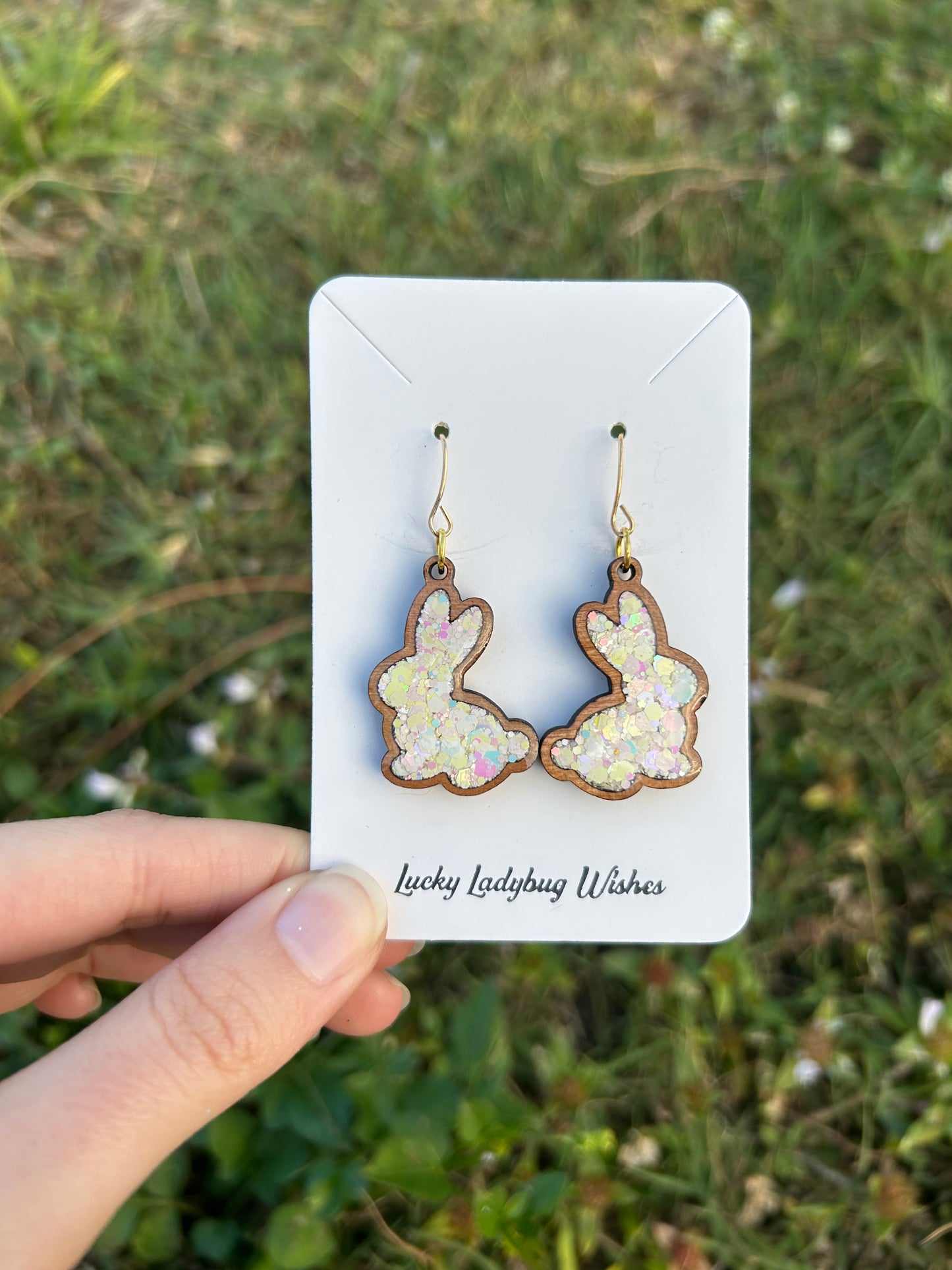 Bunny wooden earrings