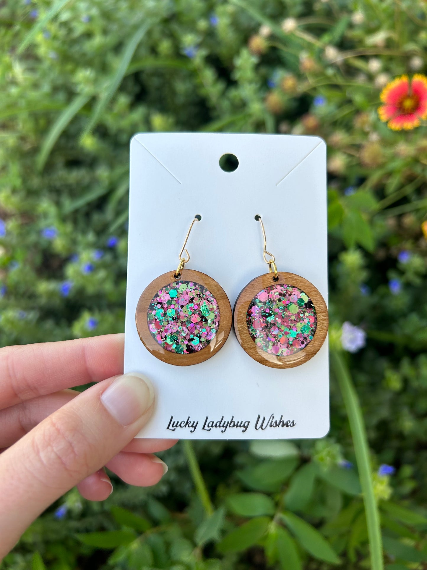 Watermelon Moonshine wooden earrings
