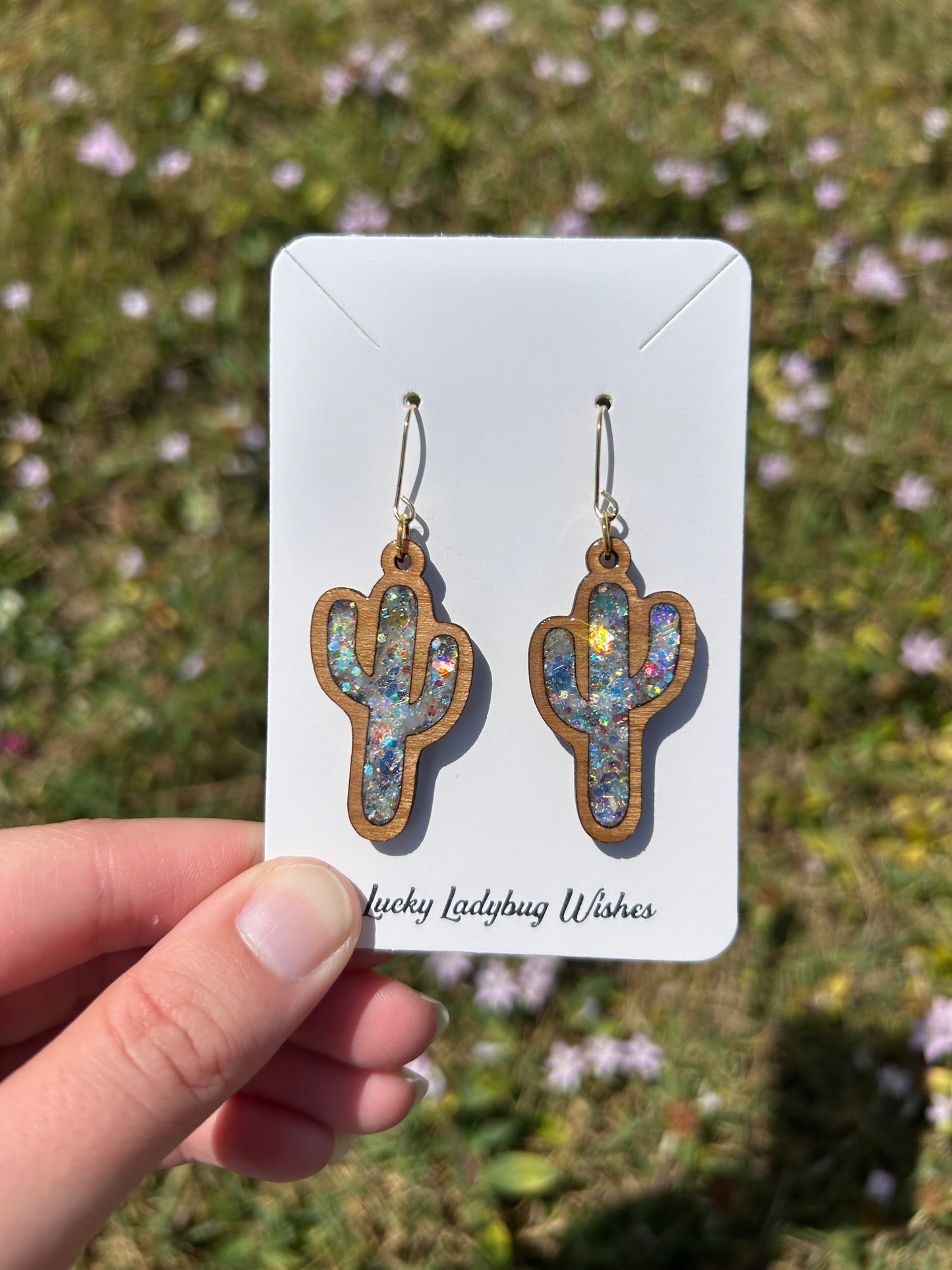 Cactus wooden earrings