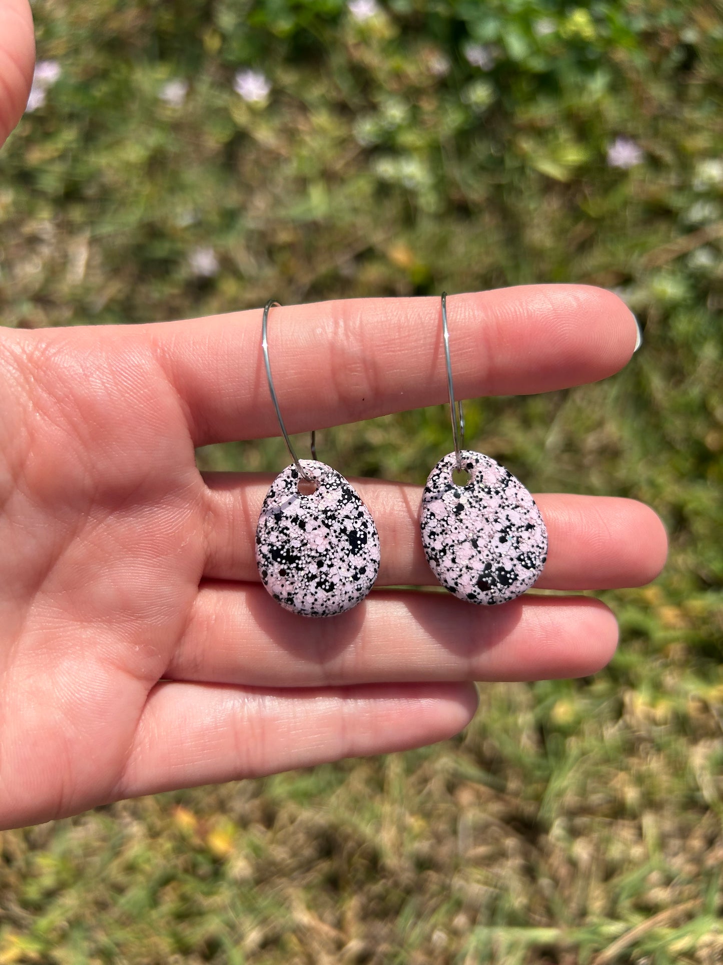 Speckled egg earrings