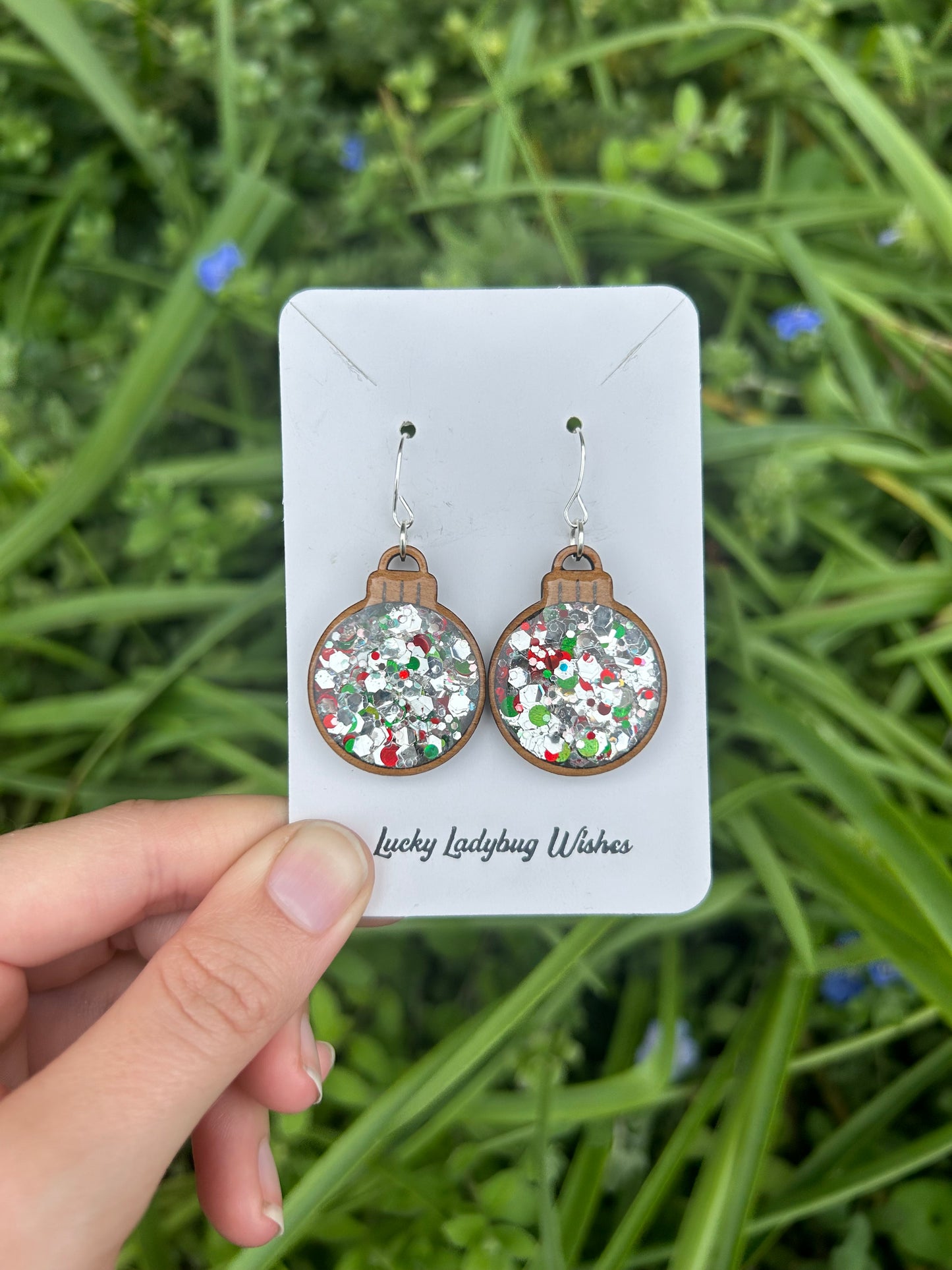 Wooden ornament earrings