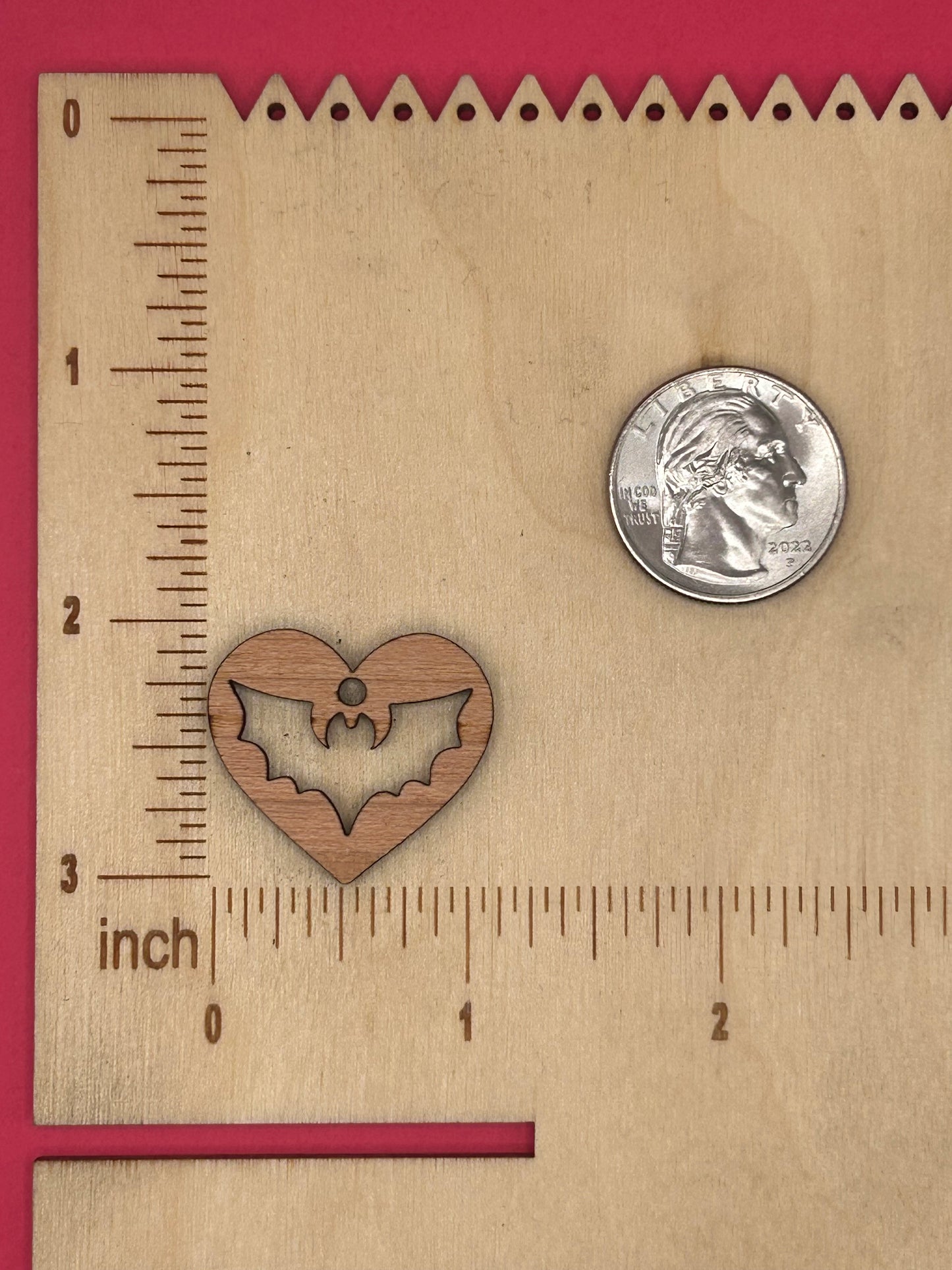 Blank Bat Heart wooden bezels