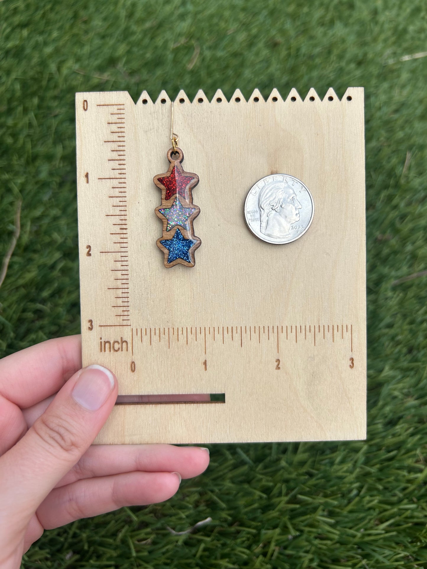 3-Tier Stars wooden earrings